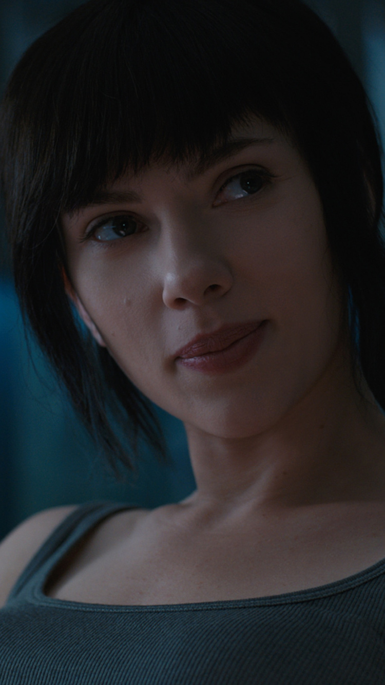 Обои Призрак в доспехах, Скарлетт Йоханссон, мотоко кусанаги, красота, синий в разрешении 750x1334