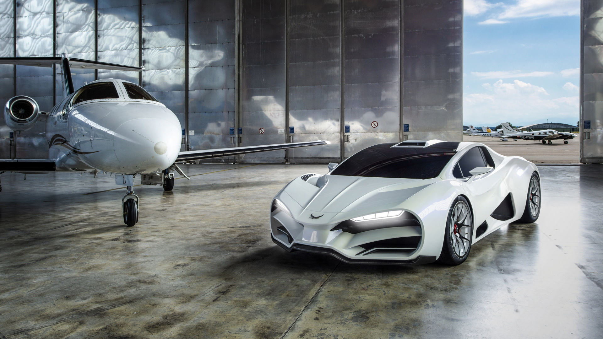 Обои Король, Модель Lykan Hypersport-Автомобиль, милан красный, суперкар, самолеты в разрешении 1920x1080