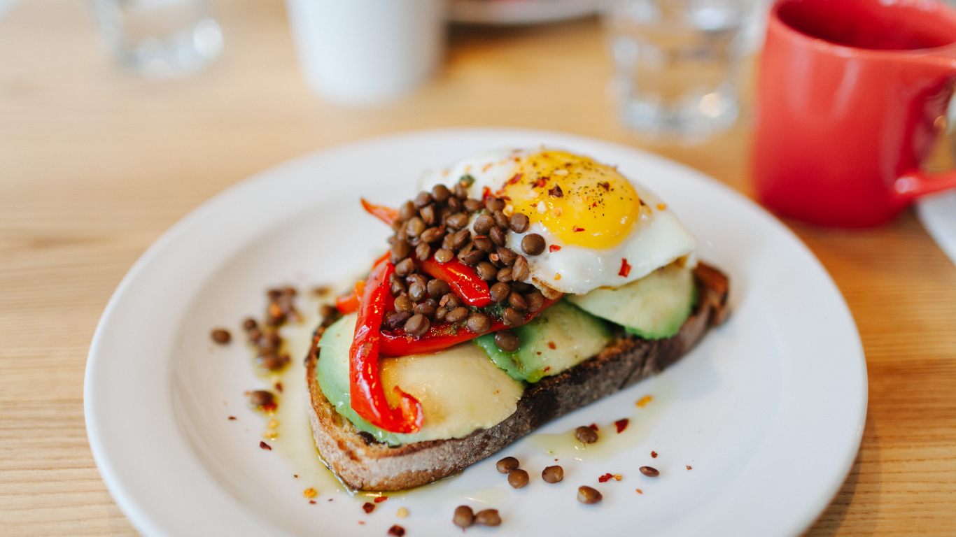 Обои завтрак, яйцо, блюда, пища, ингредиент в разрешении 1366x768