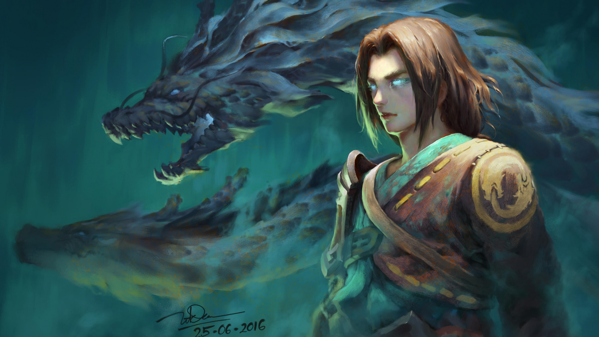 Обои Overwatch, Лена Окстон, Ханзо, фан арт, Гэндзи в разрешении 1920x1080