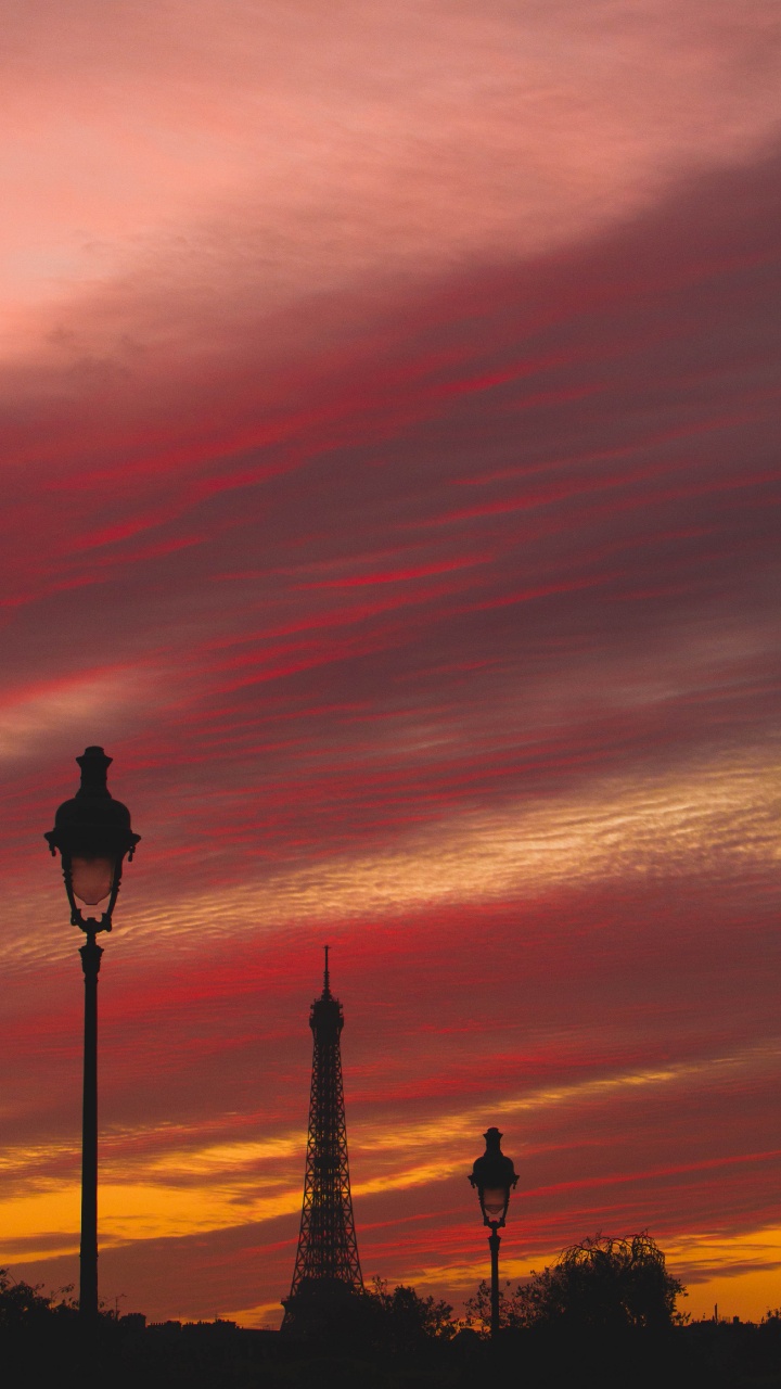 Обои вышка, закат, Париж, утро, вечер в разрешении 720x1280