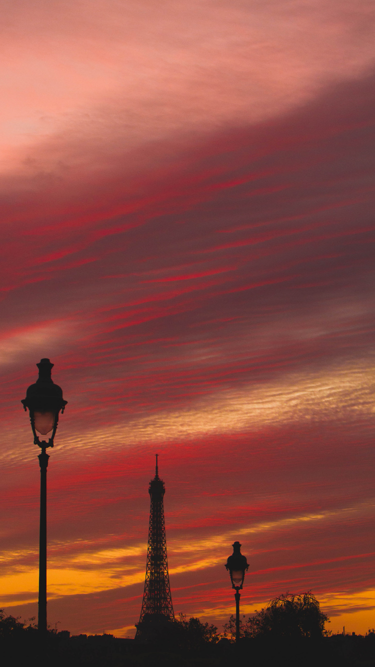 Обои вышка, закат, Париж, утро, вечер в разрешении 750x1334
