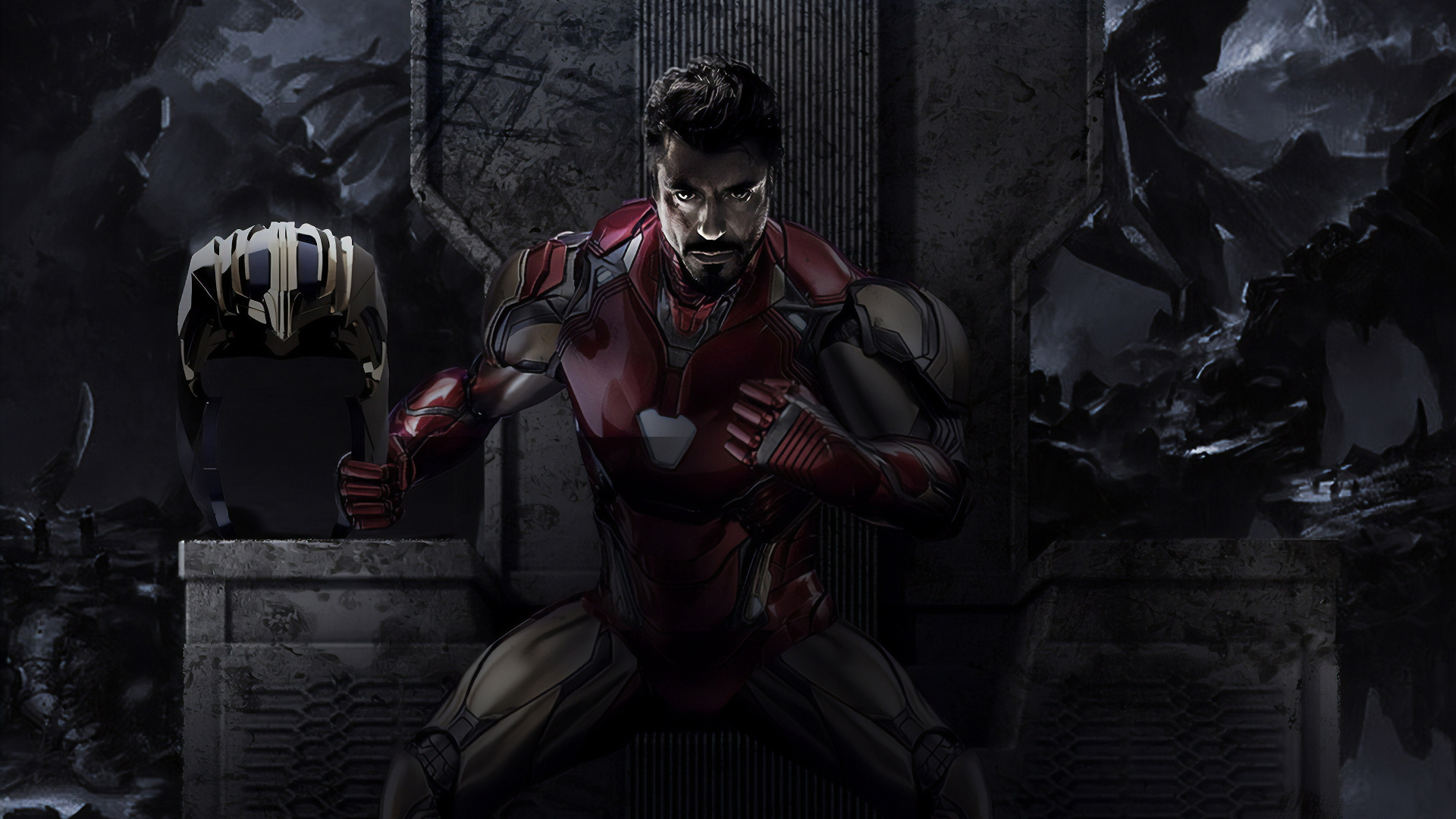 Обои Железный человек, ТОР, мститель, компьютерная игра, темнота в разрешении 1920x1080