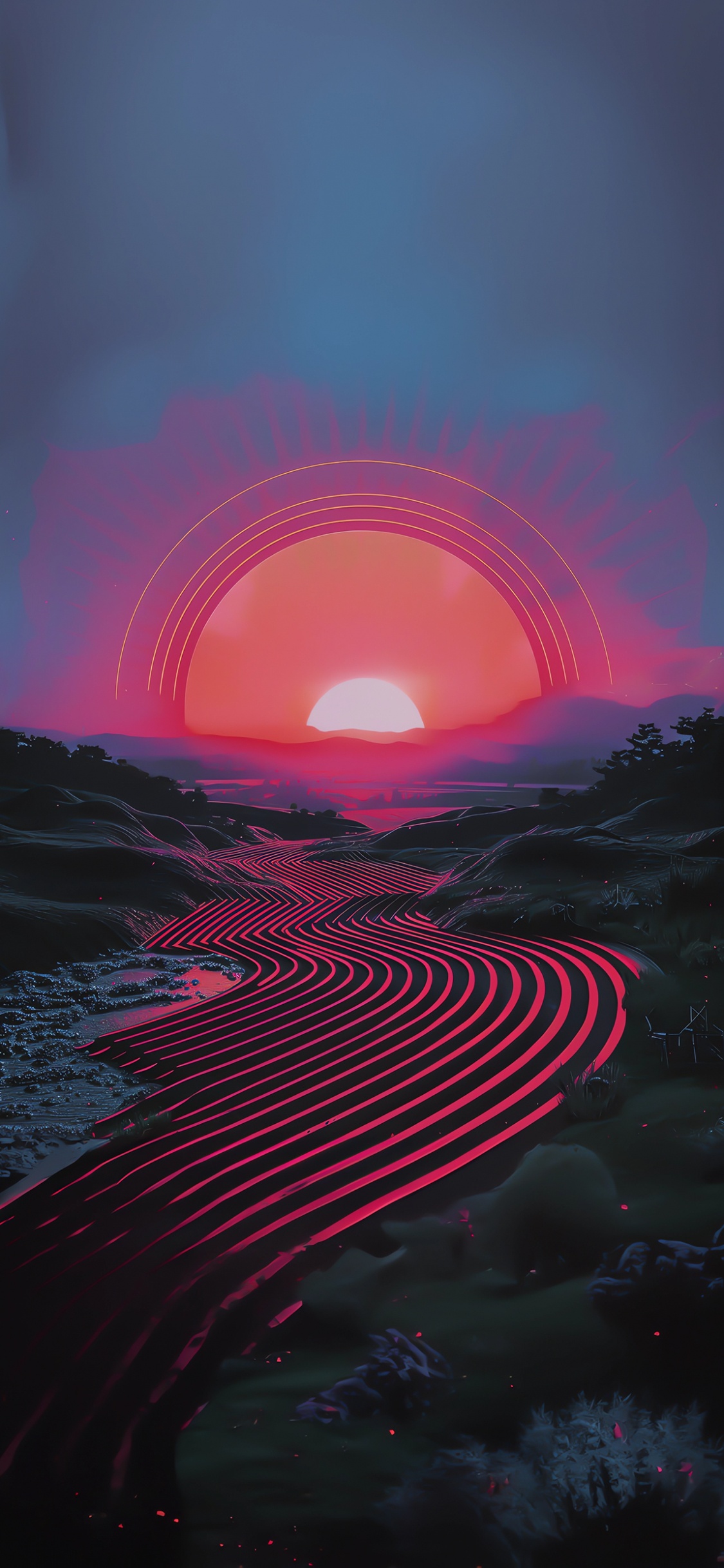 Обои сумрак, арт, облако, природа, природный ландшафт в разрешении 1125x2436