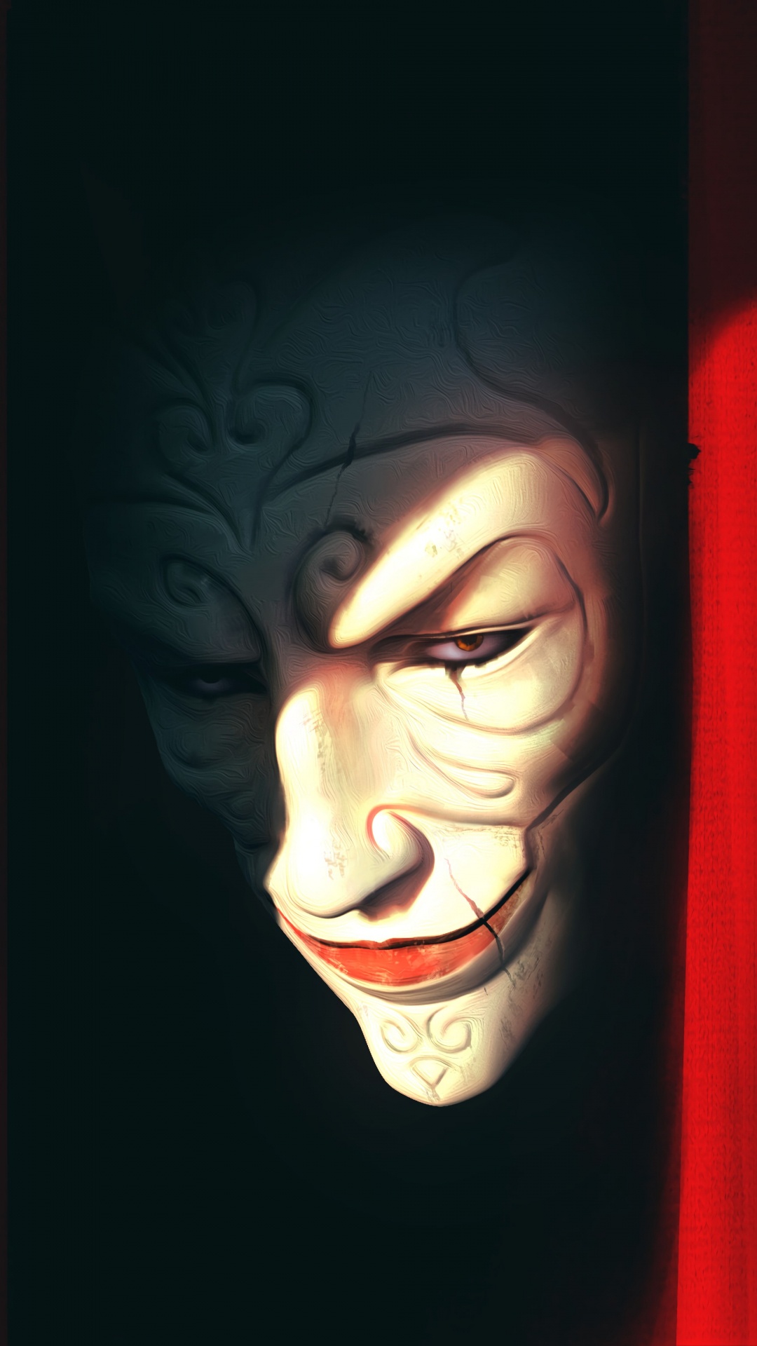 Обои иллюстрация, лицо, красный цвет, голова, нос в разрешении 1080x1920