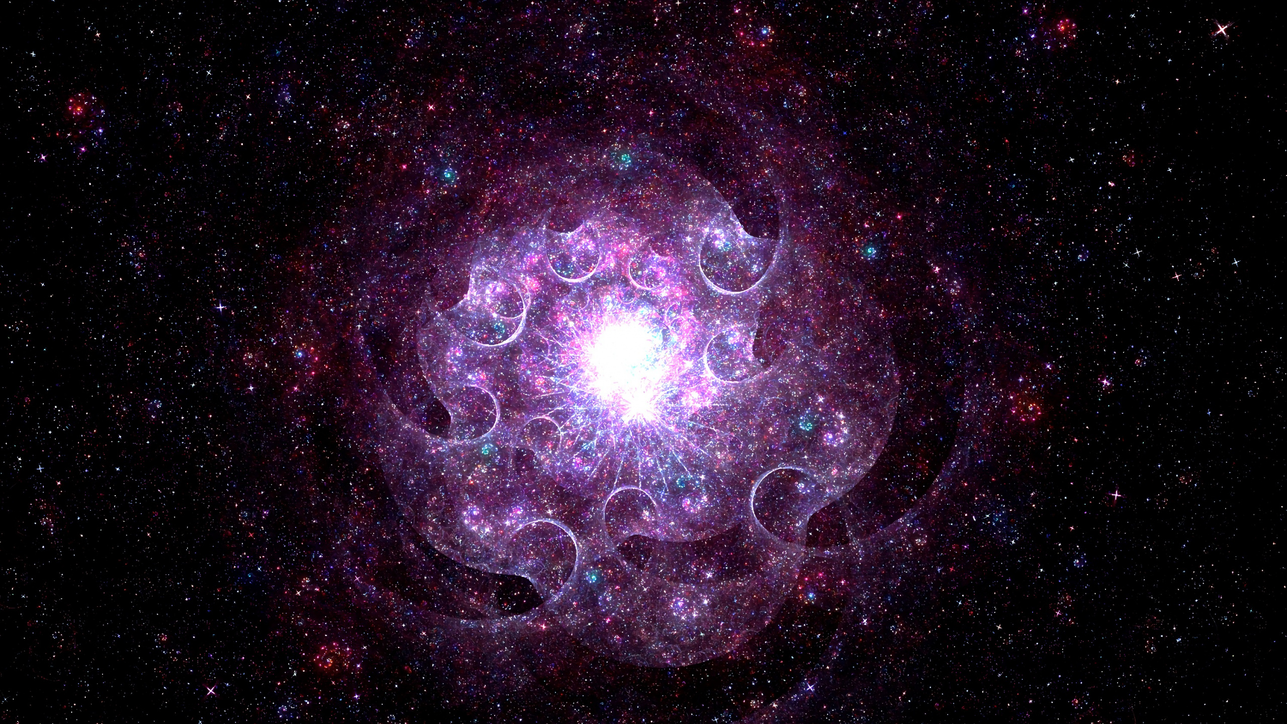 Обои Галактика, космическое пространство, астрономический объект, пурпур, небесное явление в разрешении 2560x1440