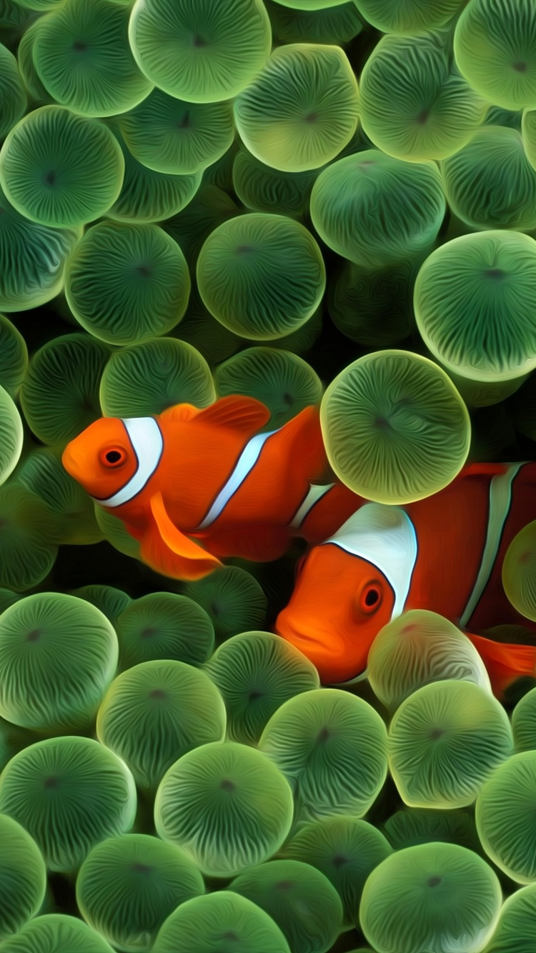 Обои яблоко, ios, смартфон, зеленый, синий в разрешении 750x1334