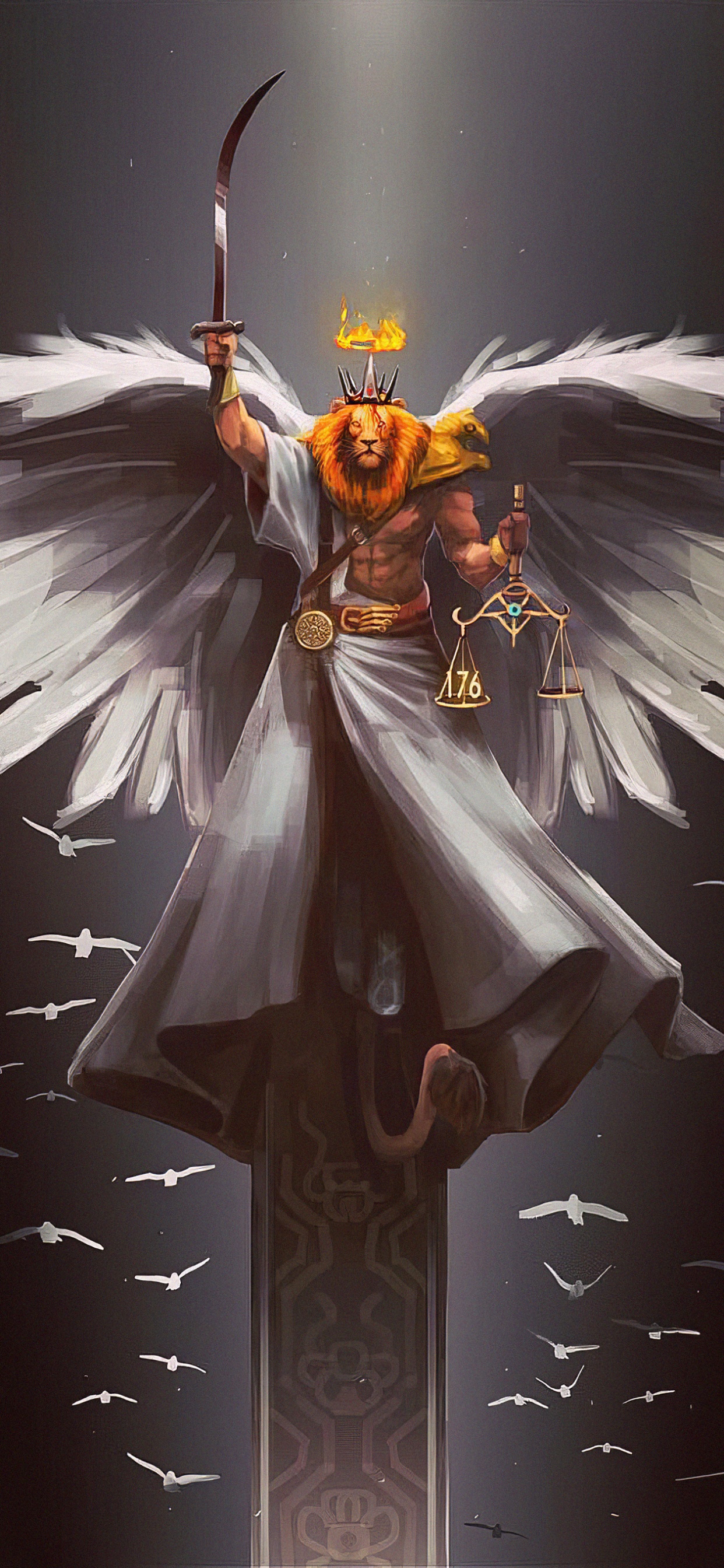 Обои живопись, птица, клюв, крыло, райская птица в разрешении 1242x2688