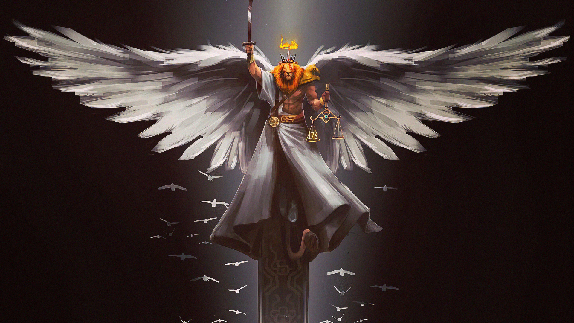 Обои живопись, птица, клюв, крыло, райская птица в разрешении 1920x1080