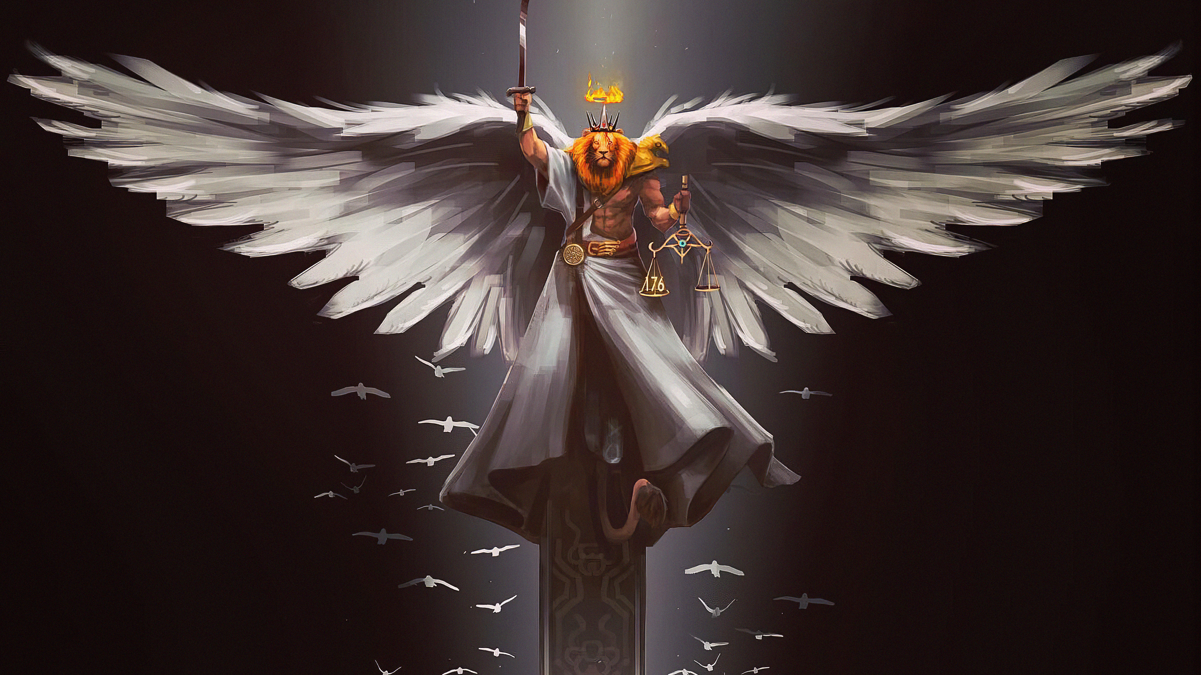 Обои живопись, птица, клюв, крыло, райская птица в разрешении 3840x2160