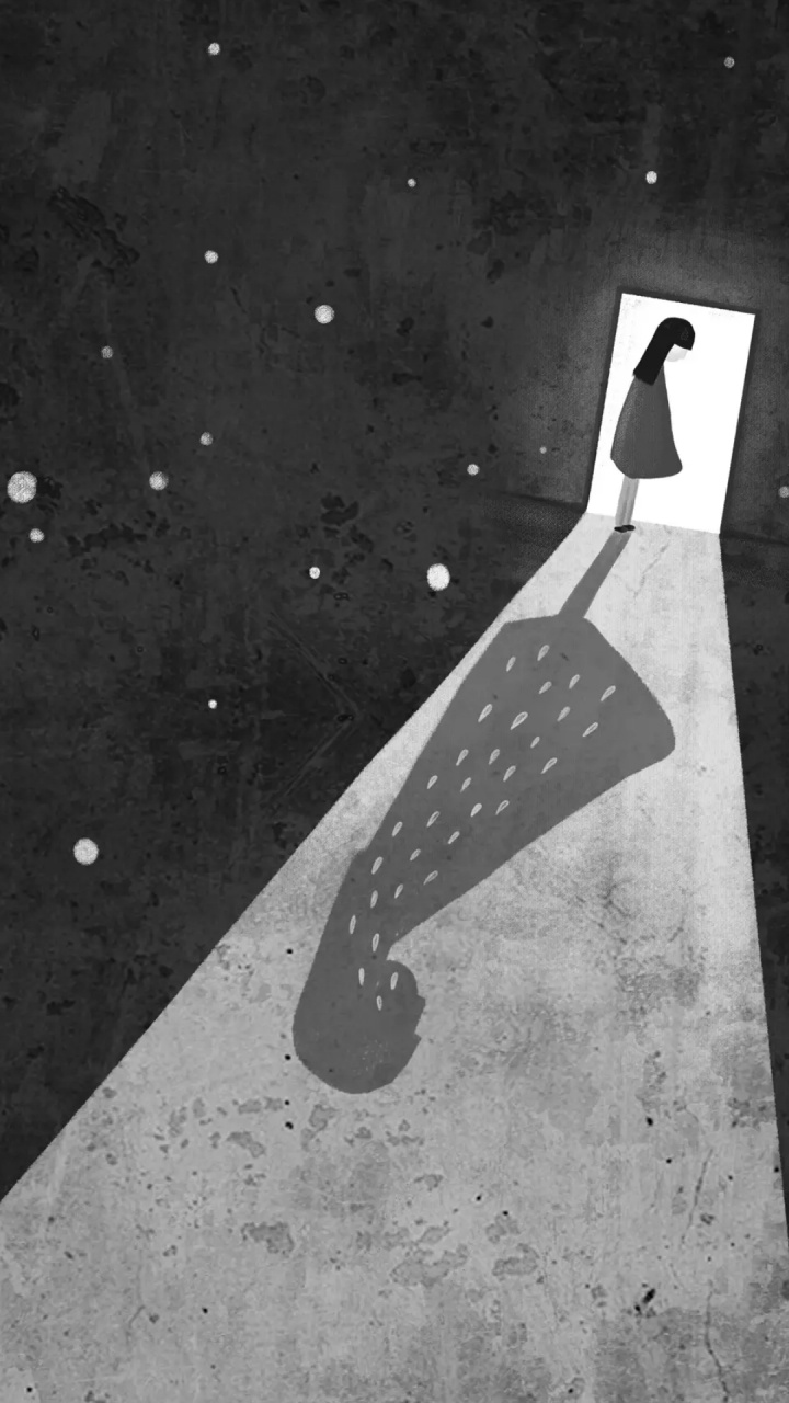 Обои Xiaomi, Xiaomi Redmi 5, иллюстрация, монохромный, черный и белый в разрешении 720x1280