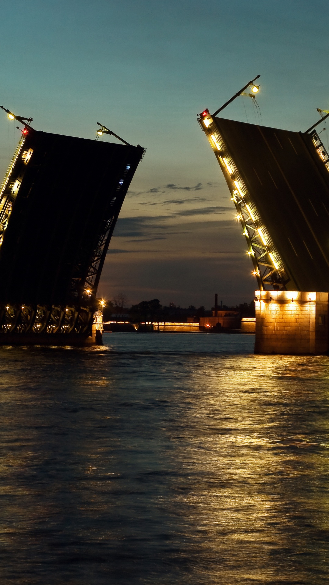 Обои дворцовый мост, мост, Нева, ночь, вечер в разрешении 1080x1920