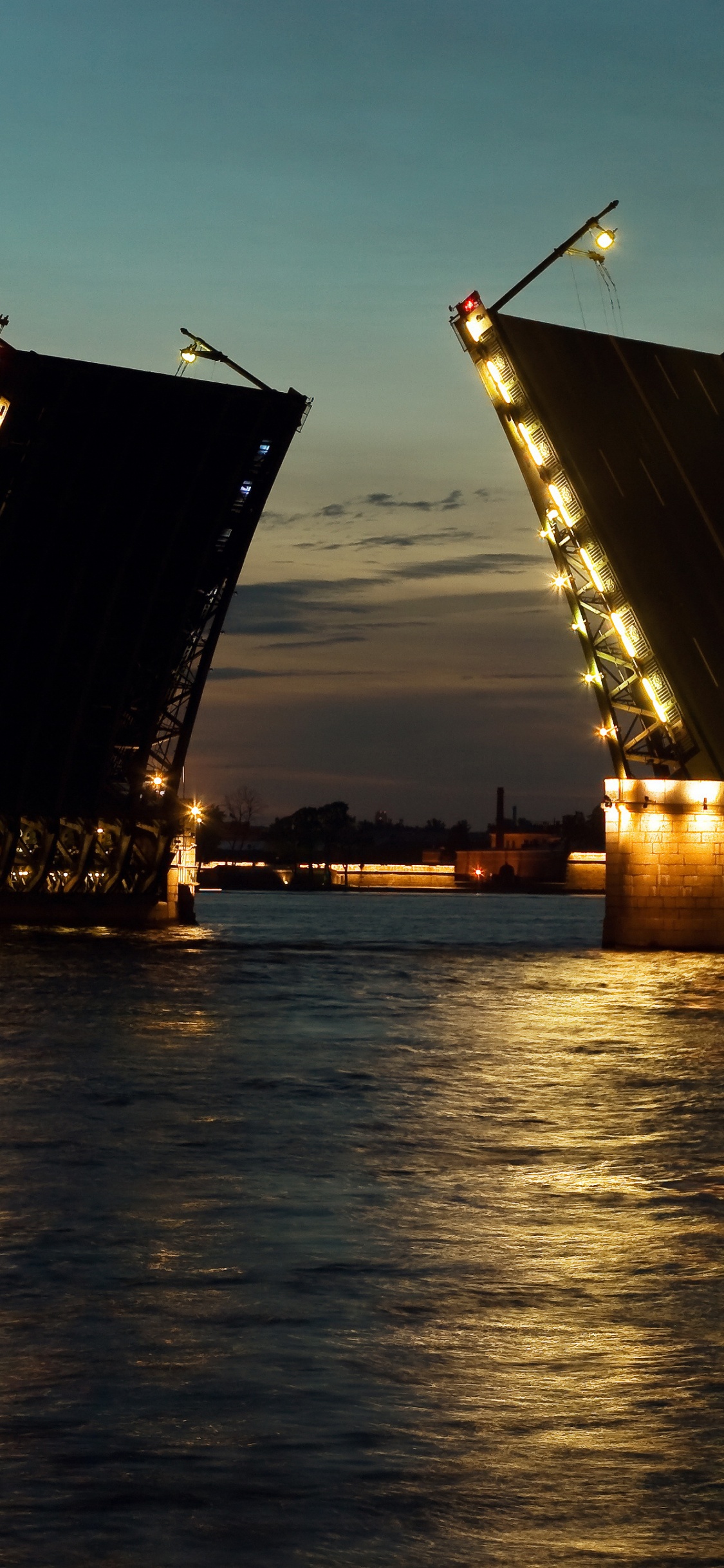 Обои дворцовый мост, мост, Нева, ночь, вечер в разрешении 1125x2436
