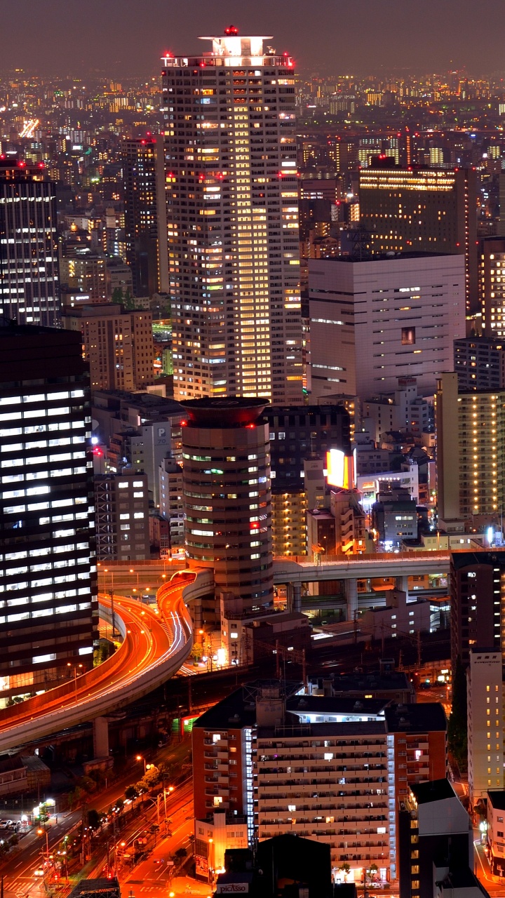 Обои Осака, городской пейзаж, город, метрополия, городской район в разрешении 720x1280