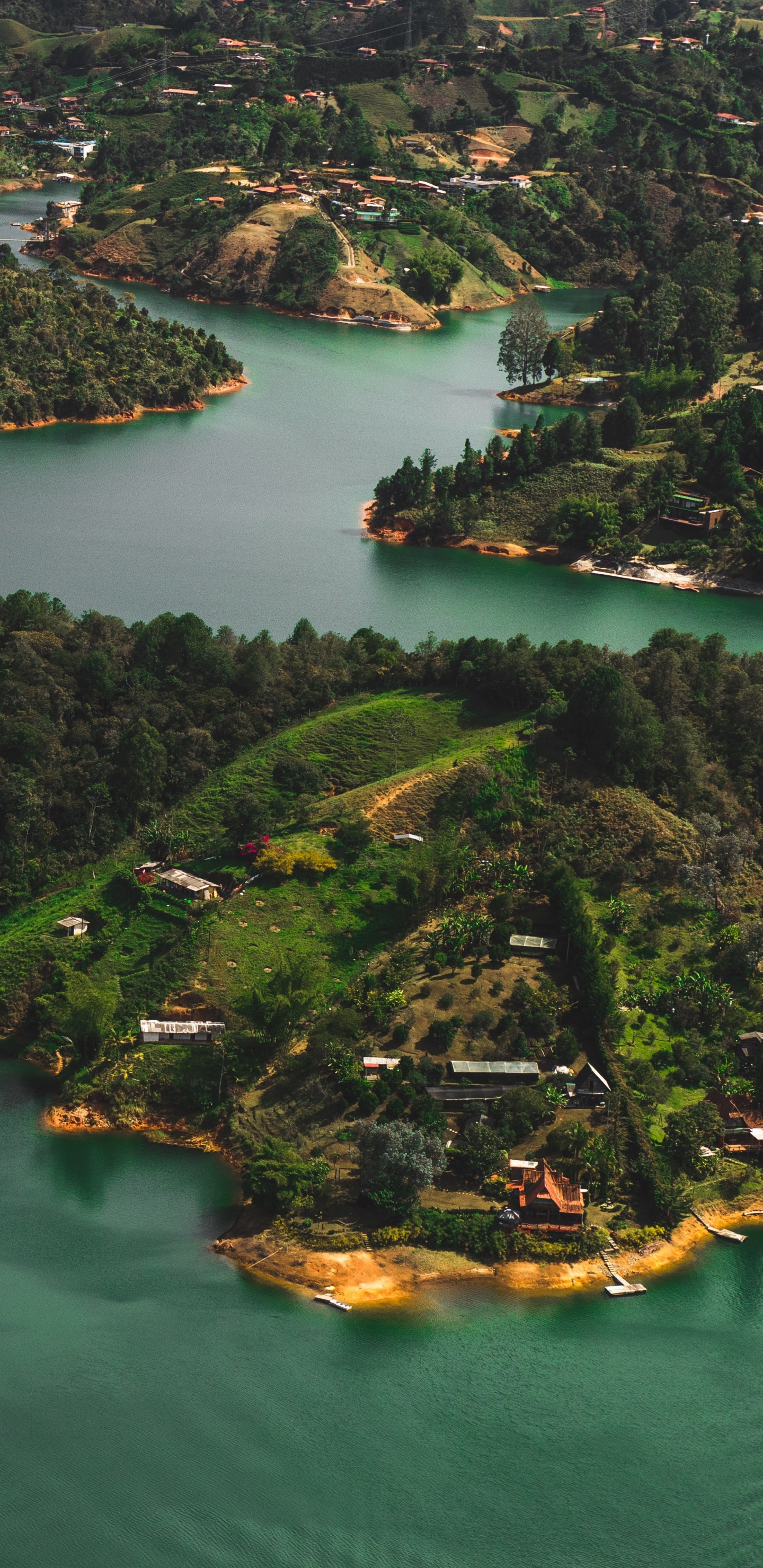 Обои архипелаг, речной остров, природа, с высоты птичьего полета, театральные декорации в разрешении 1440x2960