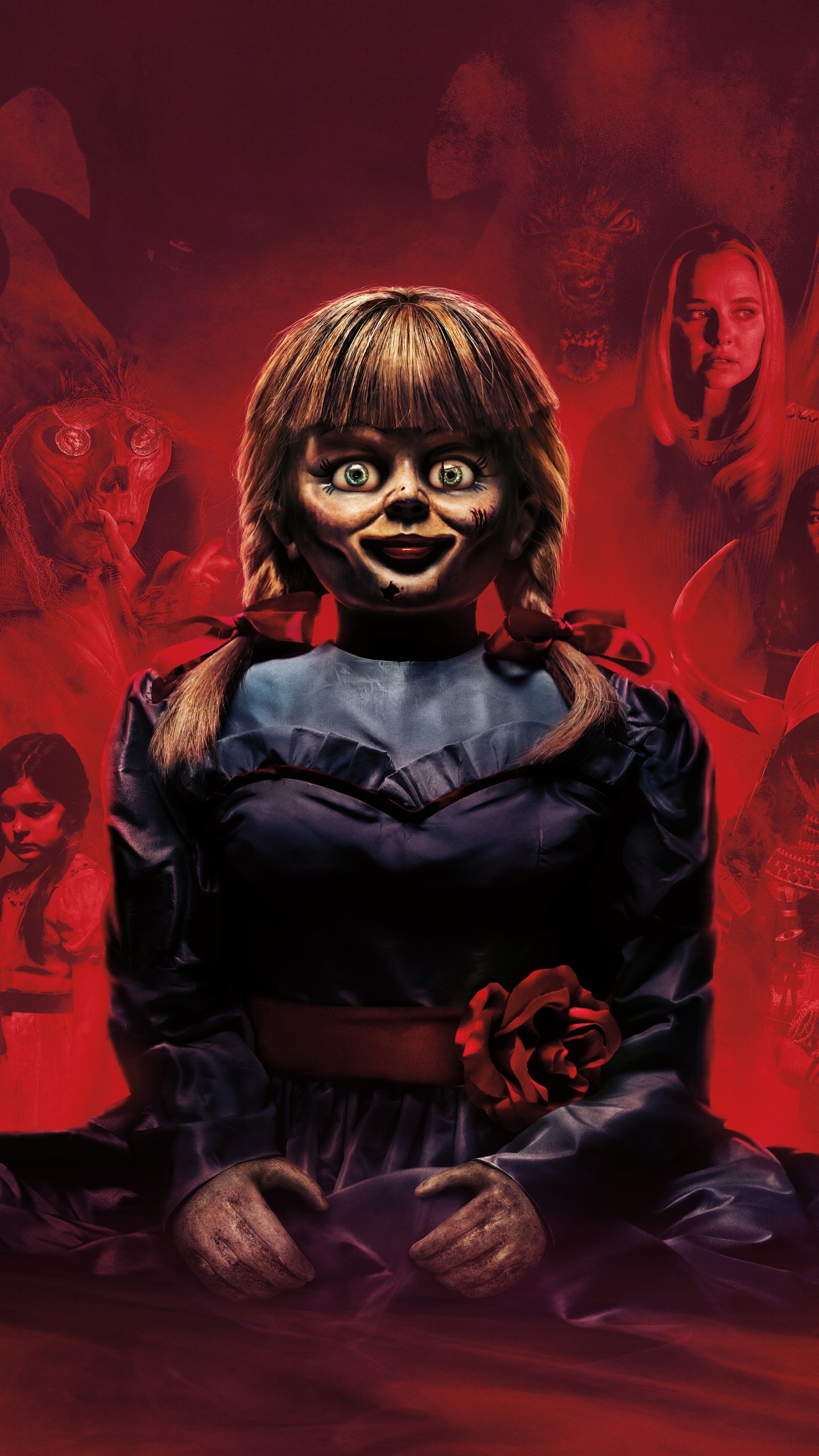 Обои Аннабель Приходит Домой, Аннабель, красный цвет, иллюстрация, арт в разрешении 1440x2560