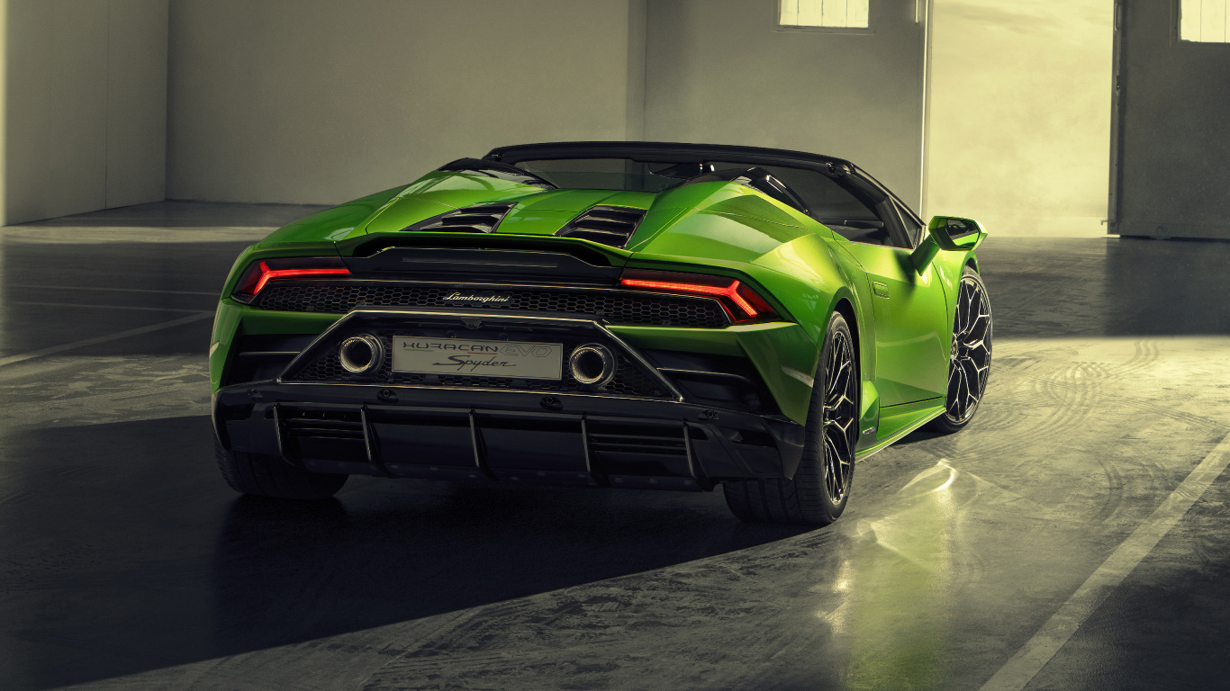 Обои Lamborghini Уракан ево Спайдер, Ламборджини Huracan в 2020 ево, Ламборджини, авто, женевский автосалон в разрешении 1366x768