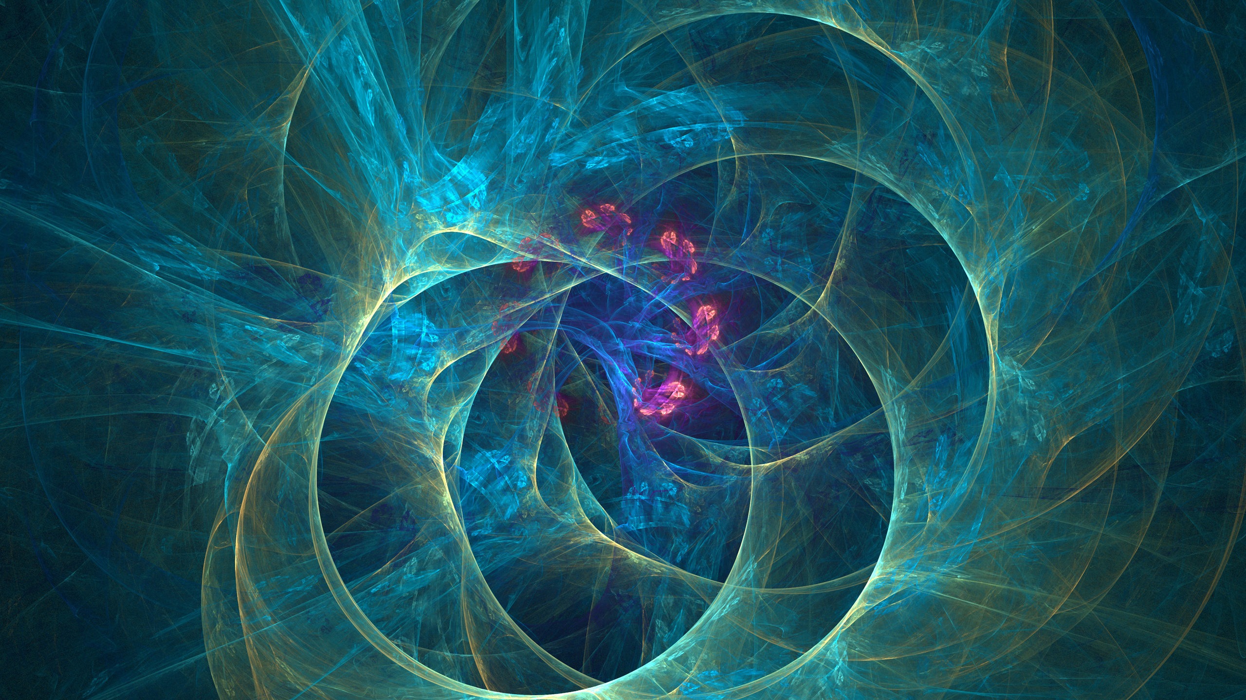 Обои фрактальное искусство, синий, электрик, графика, вихрь в разрешении 2560x1440