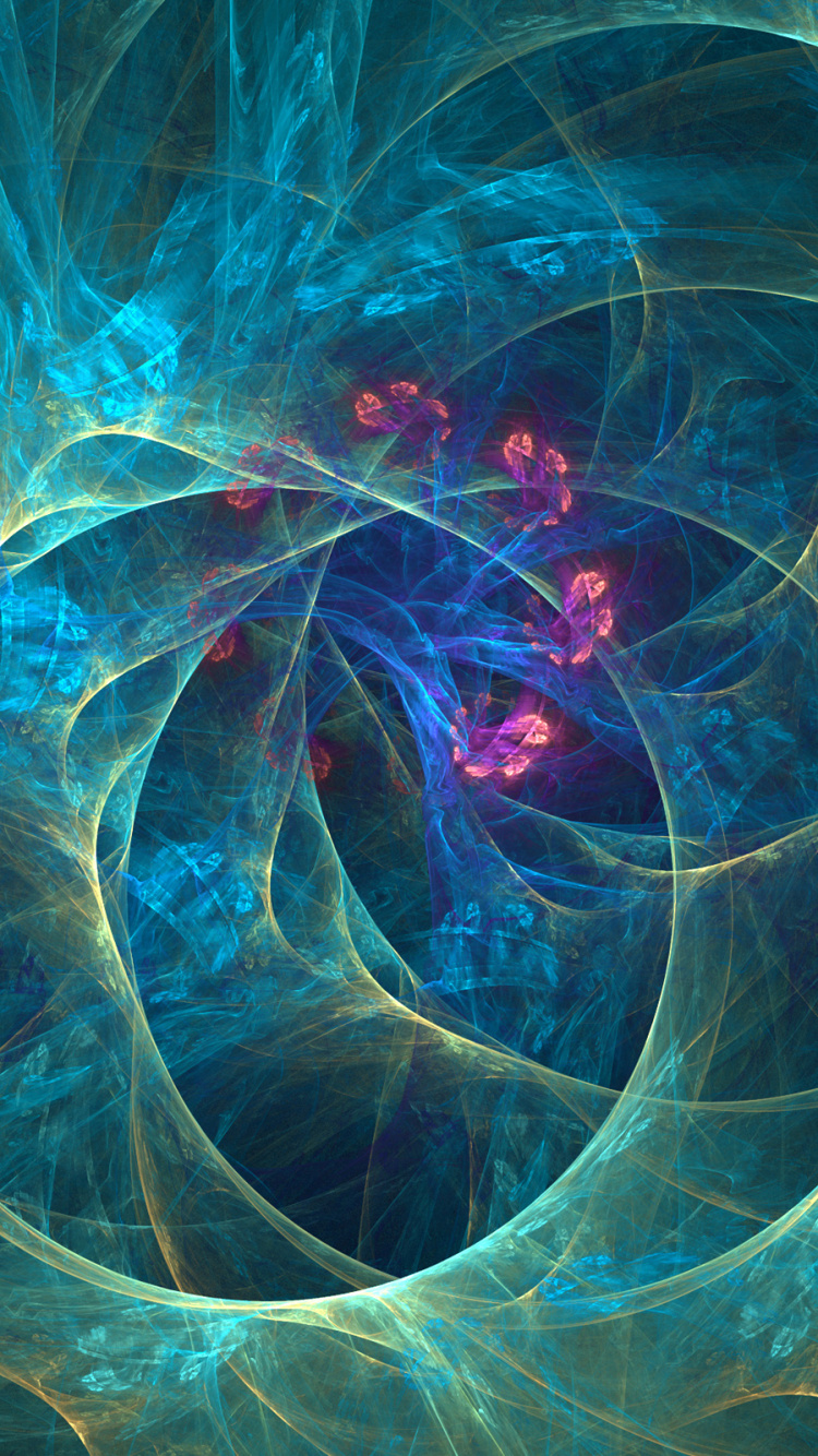 Обои фрактальное искусство, синий, электрик, графика, вихрь в разрешении 750x1334