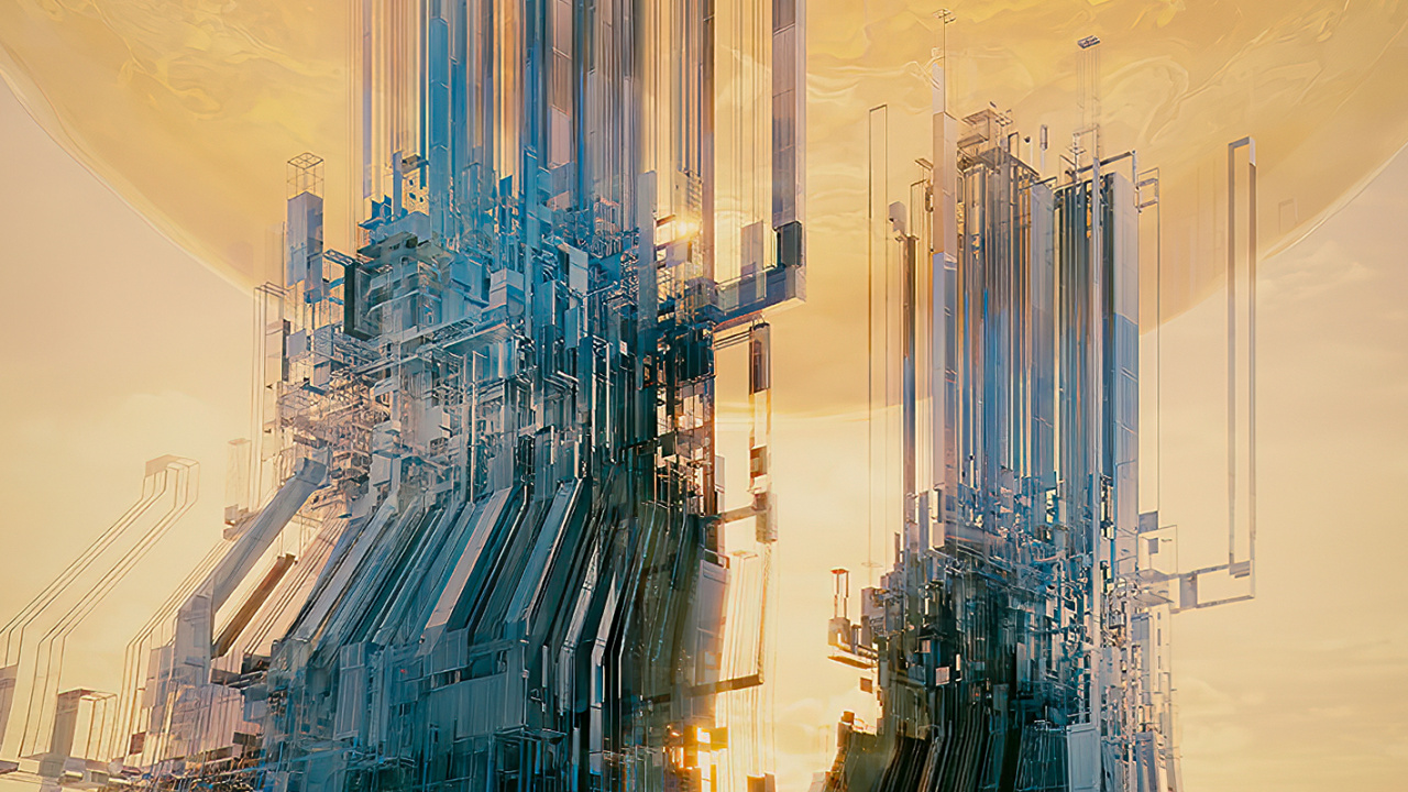 Обои метрополия, небоскреб, художественная краска, облако, мир в разрешении 1280x720