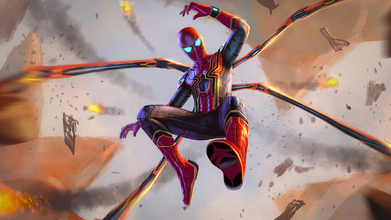 Обои человек-паук, Железный человек, Железный Паук, marvel, комиксы Марвел в разрешении 1366x768