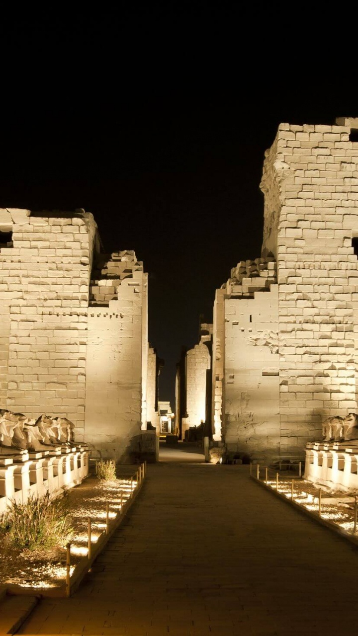 Обои погребальный храм, Нил, фортификация, ночь, историческое место в разрешении 720x1280