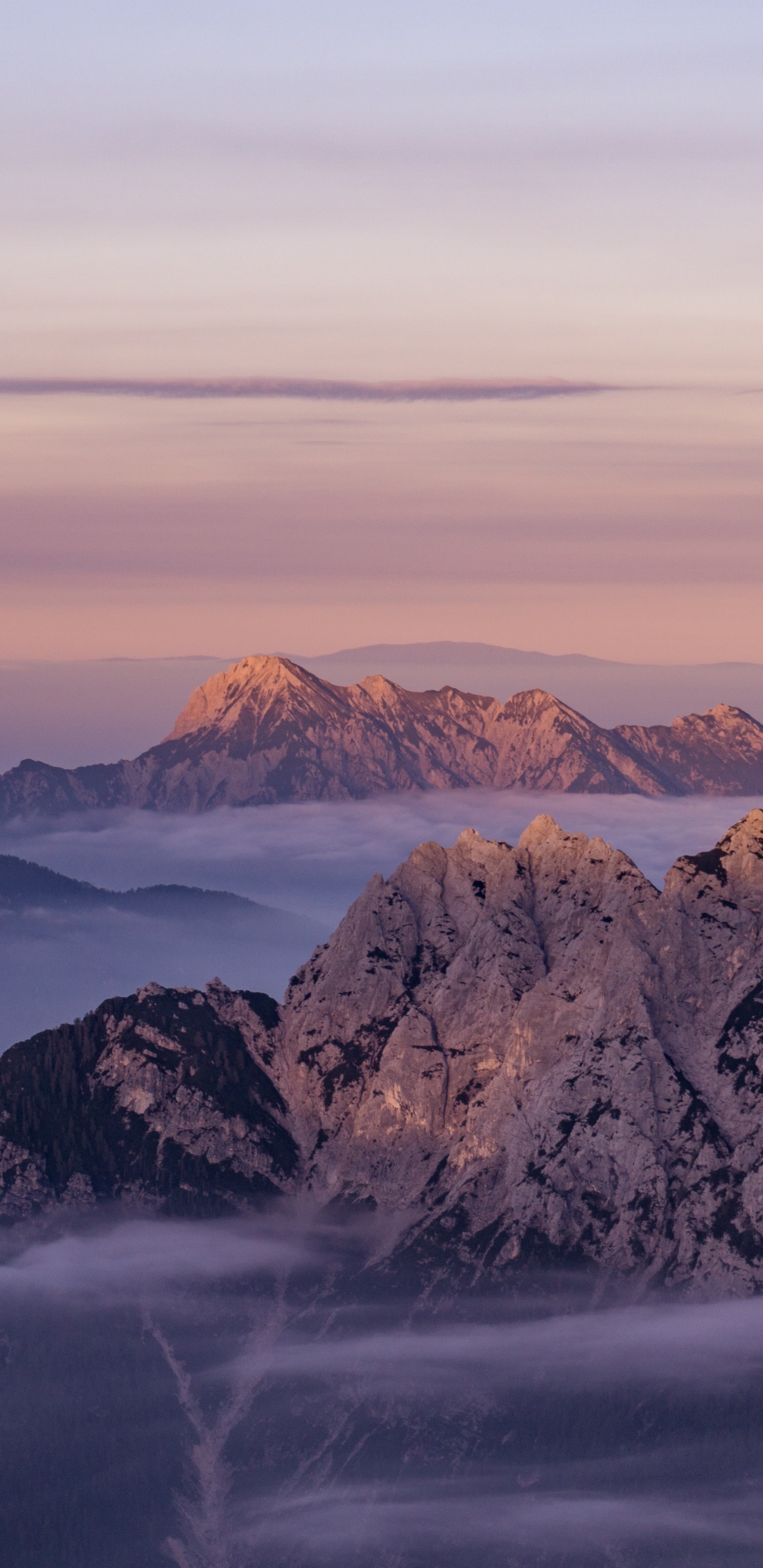 Обои летние горы, гора, горный хребет, саммит, послесвечение в разрешении 1440x2960