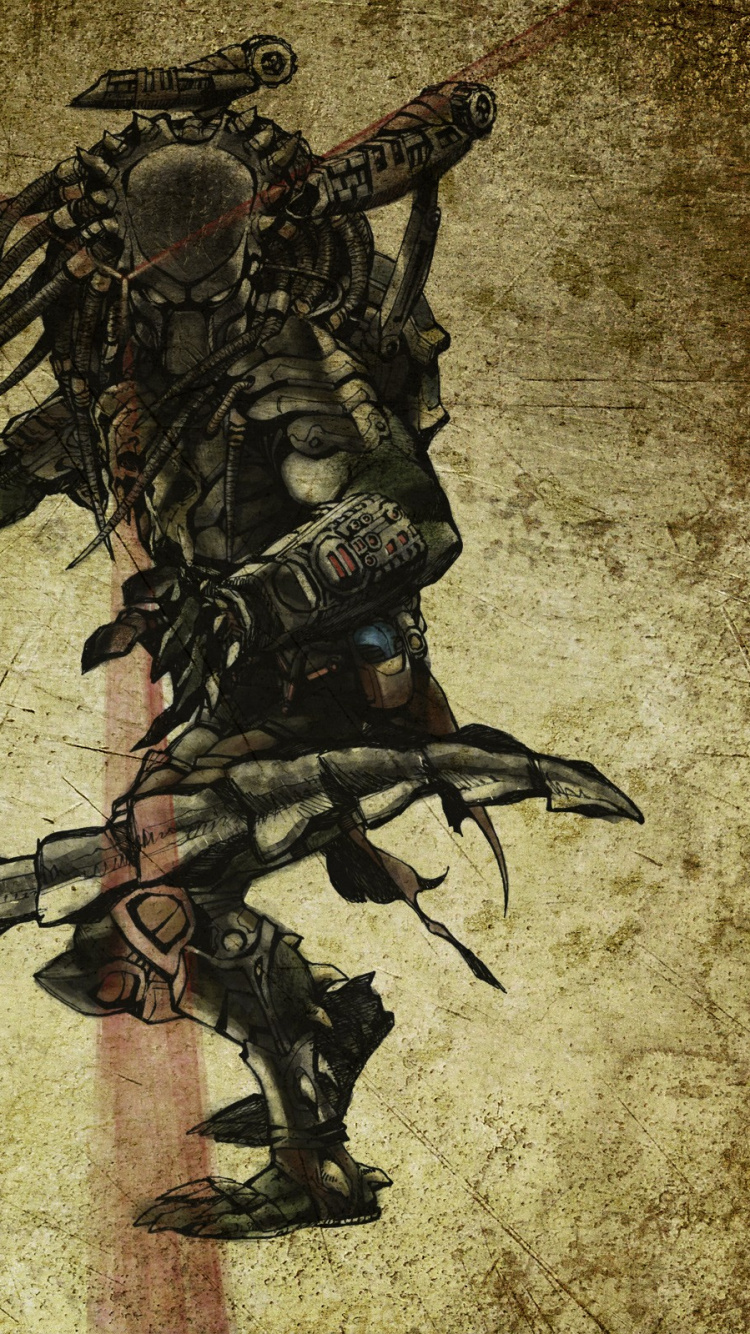 Обои иностранец, чужой против хищника, дерево в разрешении 750x1334