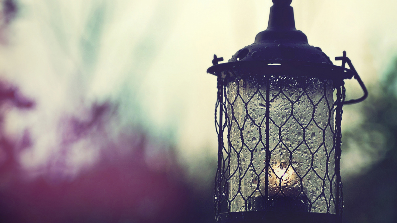 Обои фонарь, уличный фонарь, масляная Лампа, пурпур, свет в разрешении 1280x720