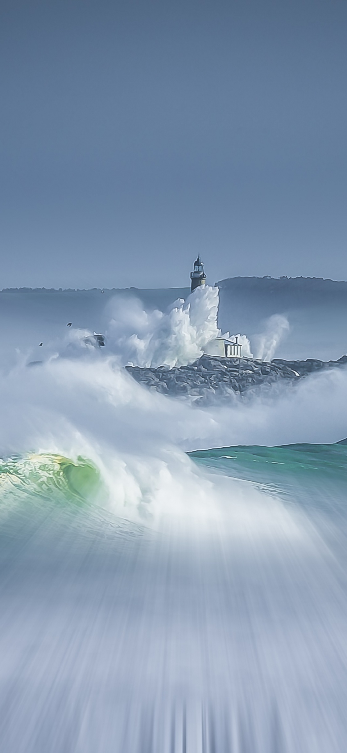 Обои буря, волна, ветровая волна, море, вода в разрешении 1125x2436