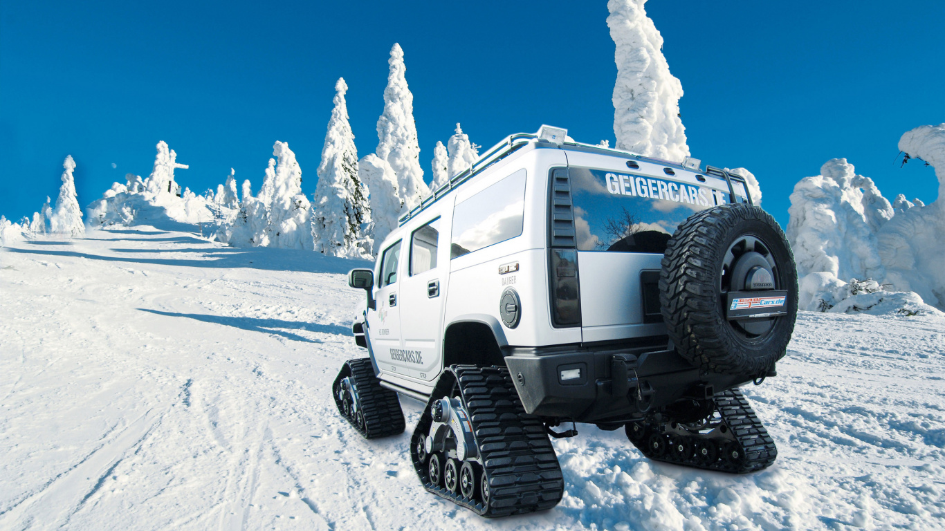 Обои Hummer, авто, автомобильные шины, снег, зима в разрешении 1366x768