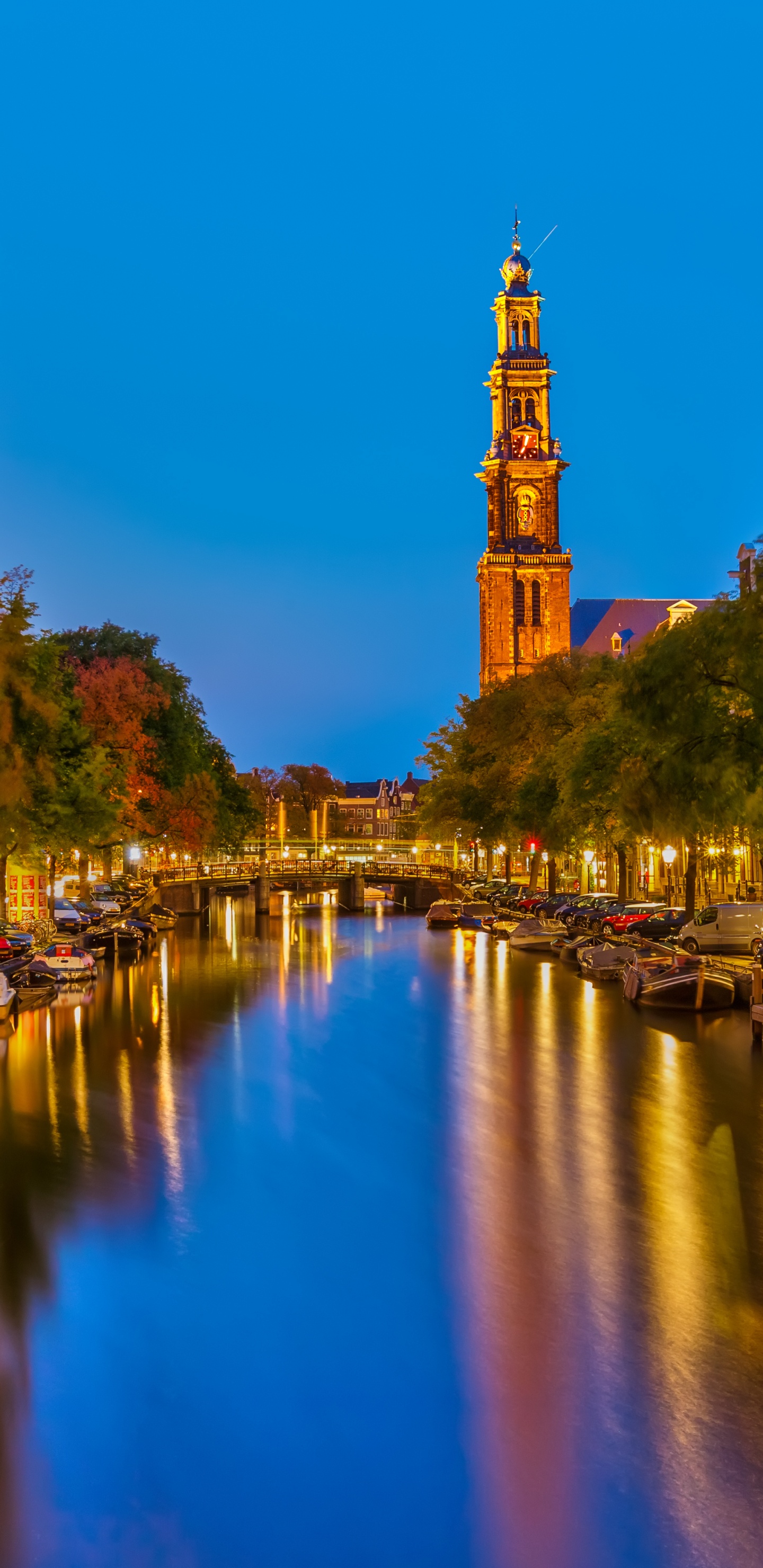 Обои Каналы Амстердама, канал, водный путь, водоем, отражение в разрешении 1440x2960
