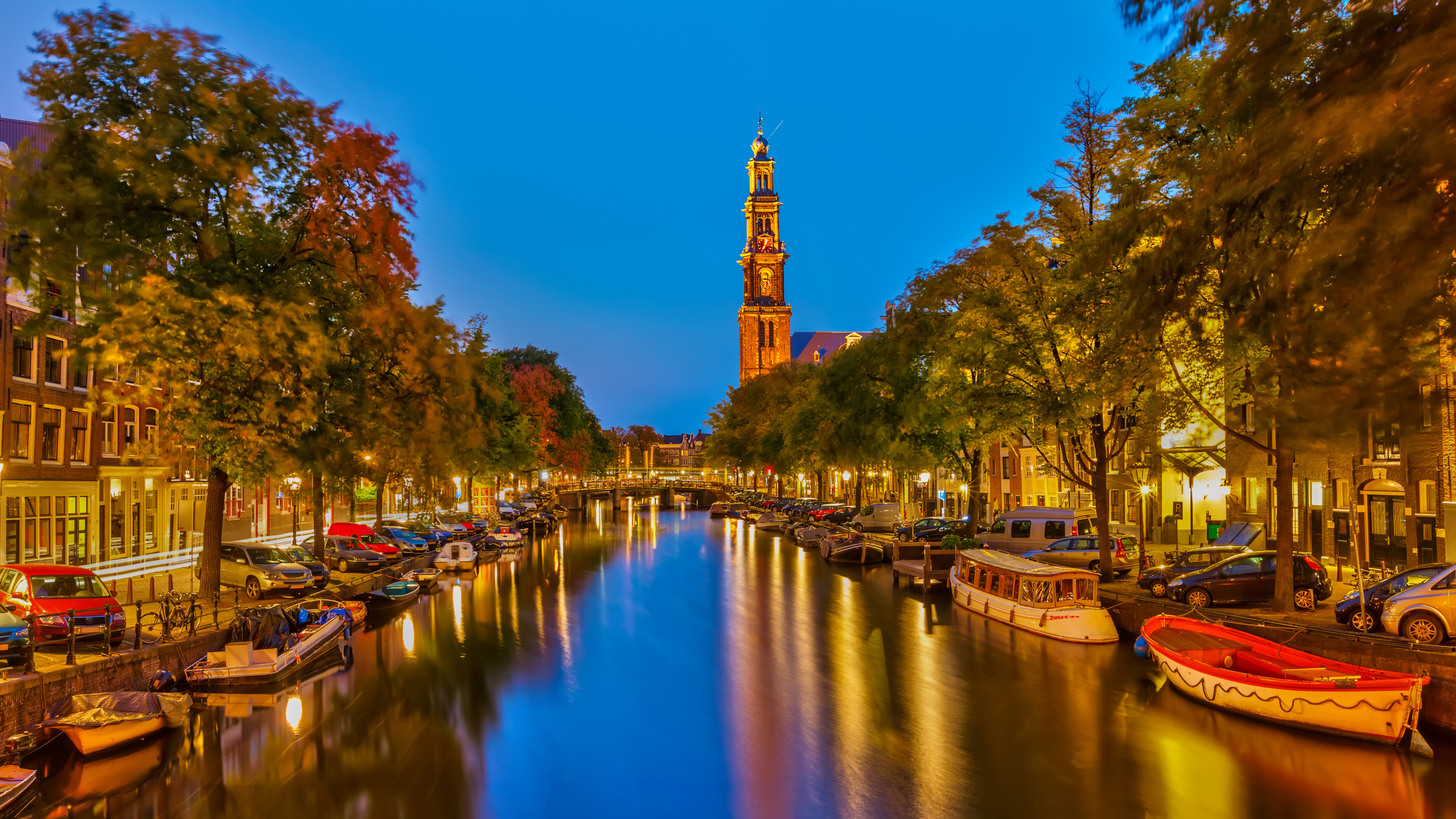Обои Каналы Амстердама, канал, водный путь, водоем, отражение в разрешении 3840x2160