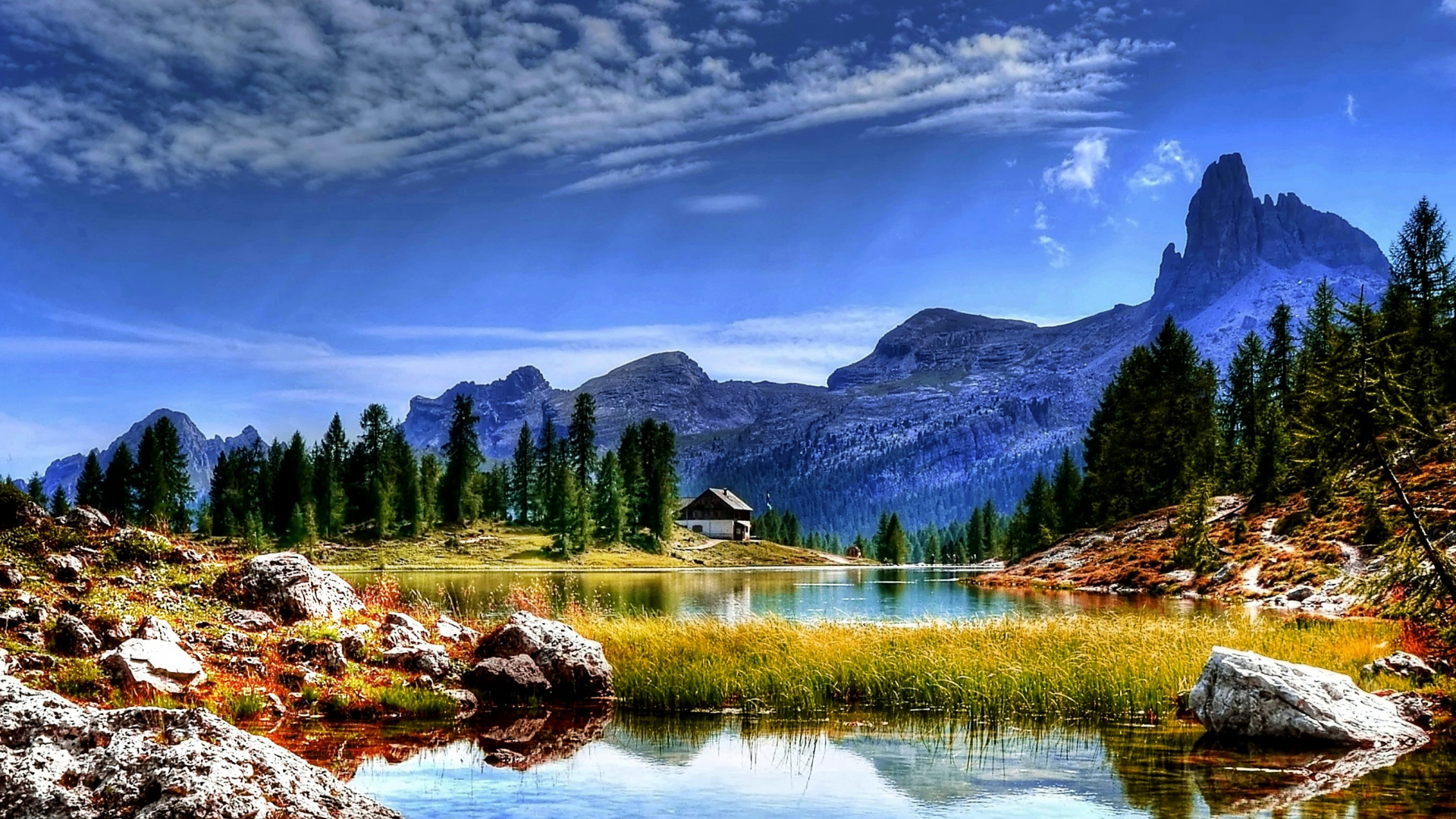 Обои природа, гора, горный рельеф, дикая местность, отражение в разрешении 1920x1080