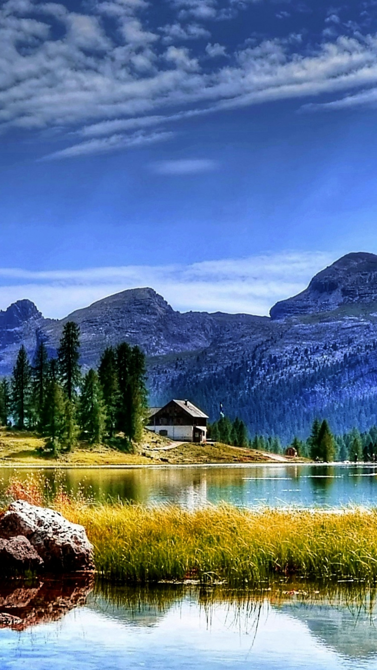 Обои природа, гора, горный рельеф, дикая местность, отражение в разрешении 750x1334