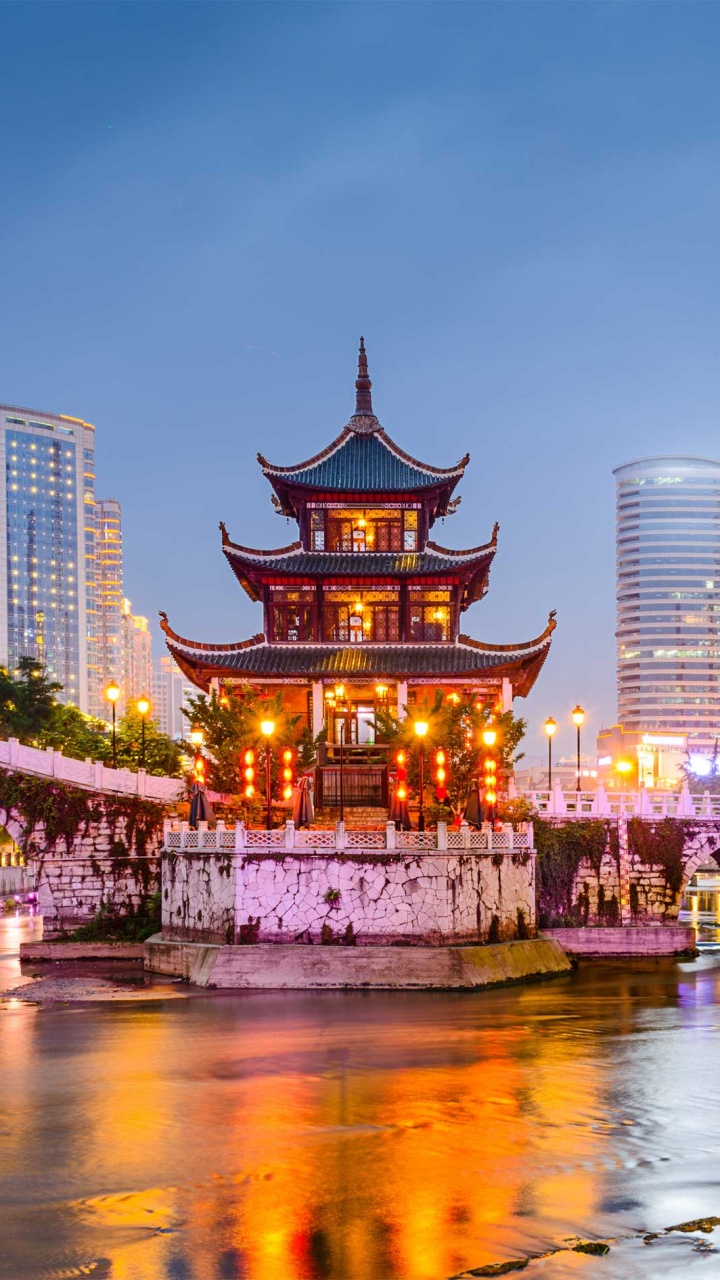 Обои Гуйян, городской пейзаж, город, ориентир, линия горизонта в разрешении 720x1280