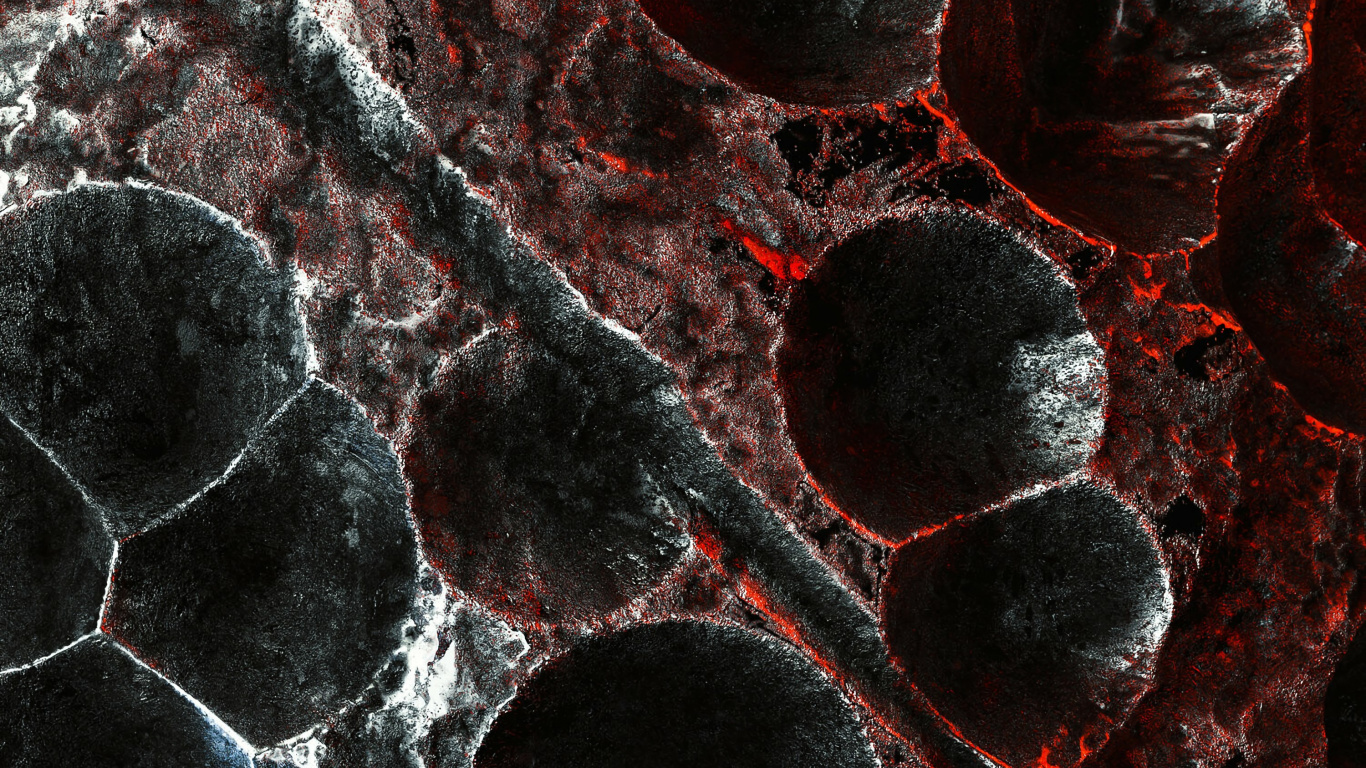 Обои фрактальное искусство, красный цвет, узор, вода, дизайн в разрешении 1366x768