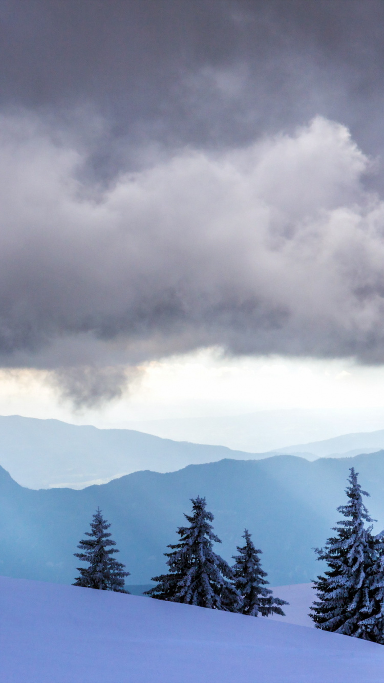 Обои облако, снег, зима, кучевое облако, природа в разрешении 750x1334