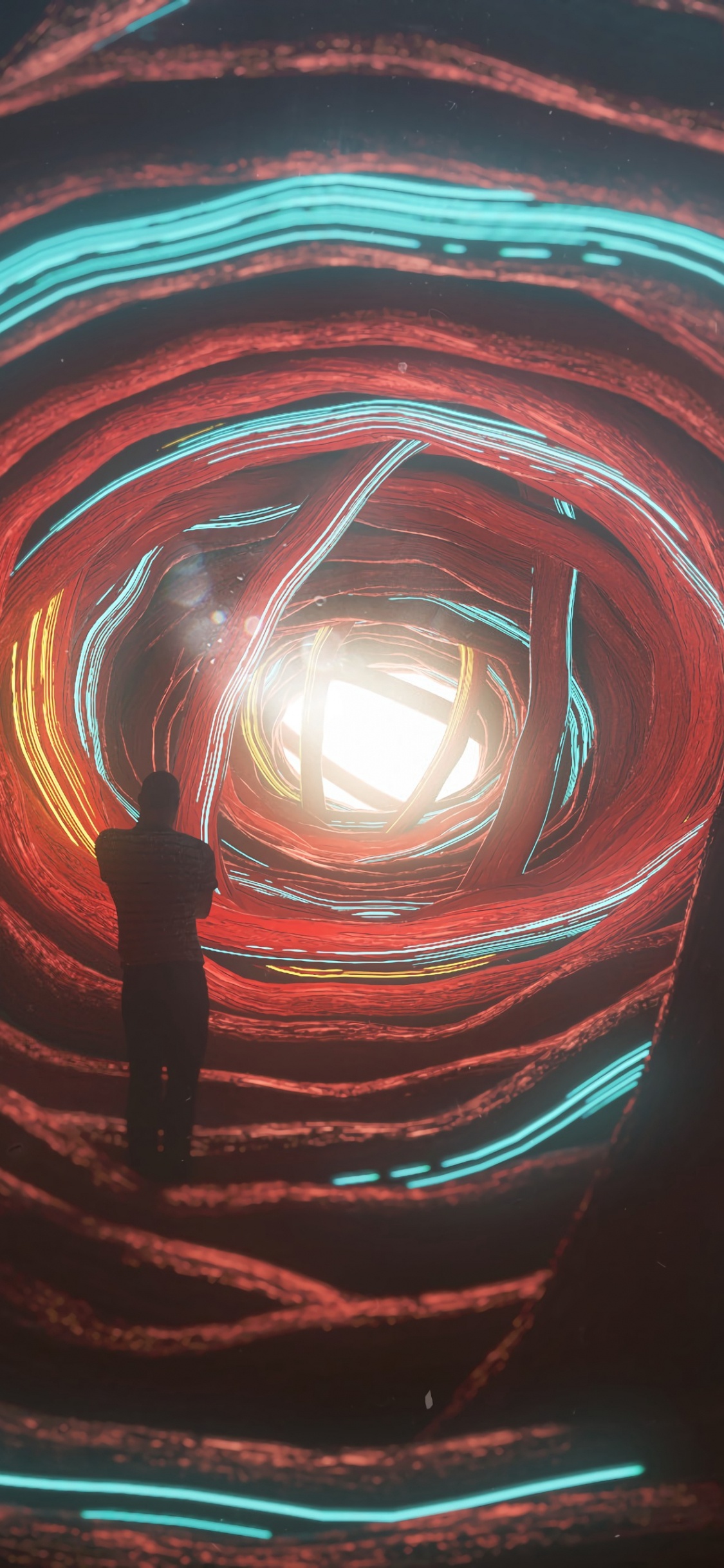 Обои свет, вода, дизайн, круг, узор в разрешении 1125x2436