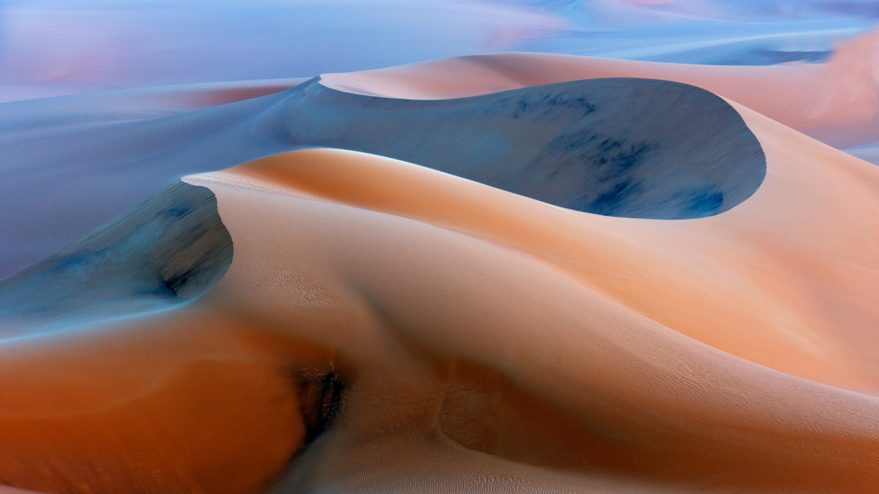 Обои пустыня, Дюна, песок, эрг, эолийские рельефы в разрешении 1280x720