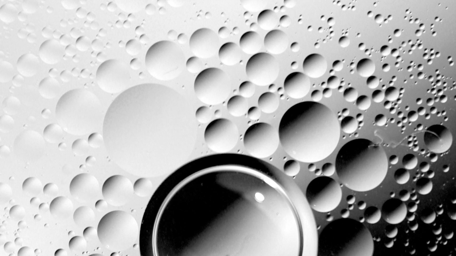 Обои черный и белый, монохромный, вода, круг, монохромный режим в разрешении 1920x1080