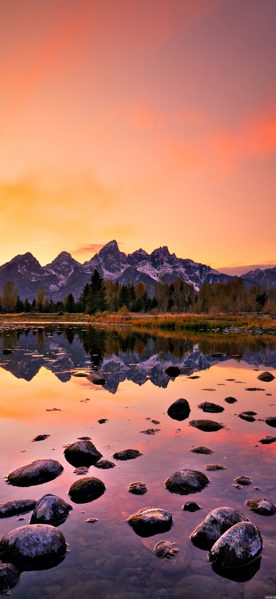 Обои природа, отражение, водоем, природный ландшафт, вода в разрешении 1125x2436