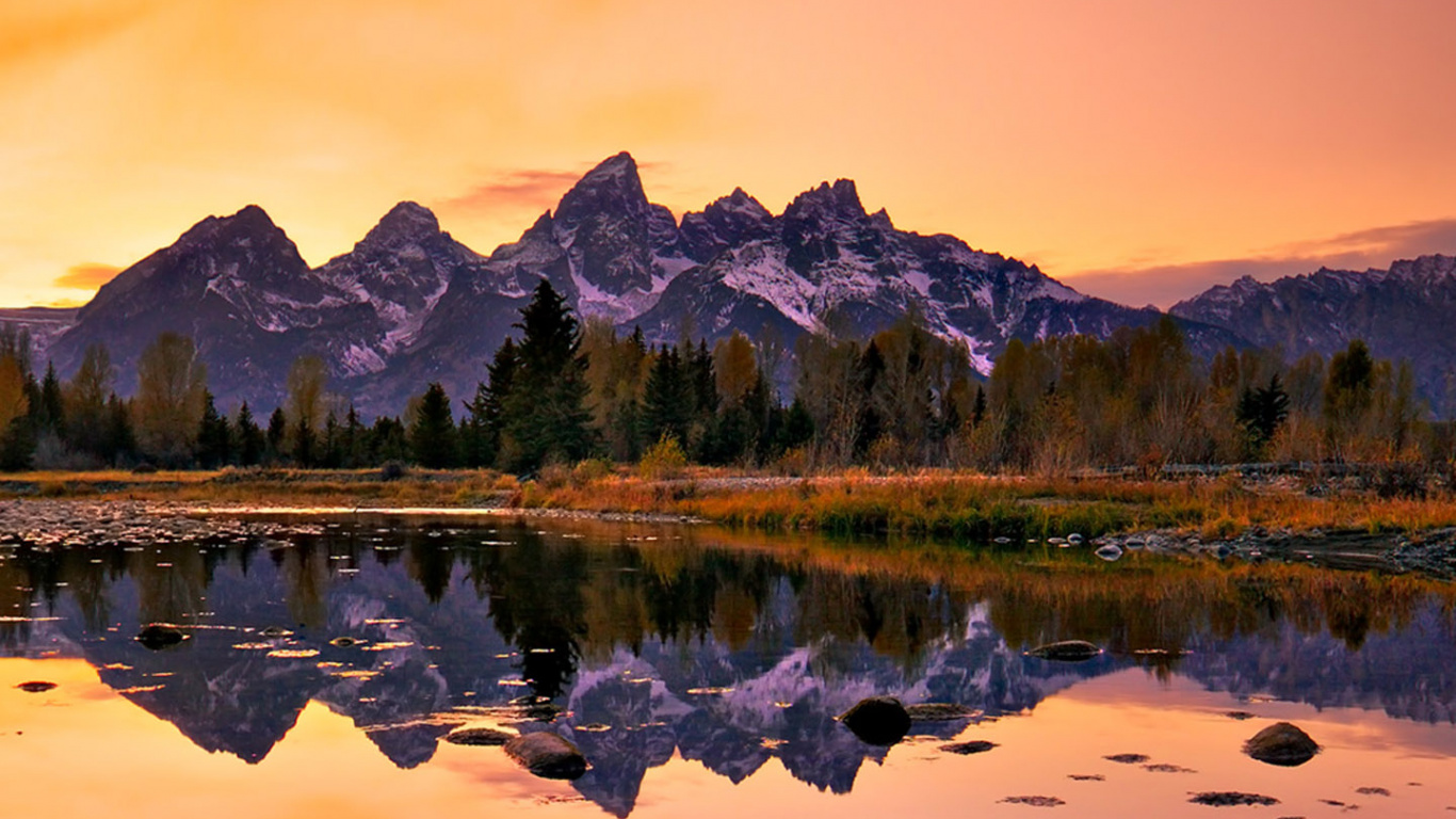 Обои природа, отражение, водоем, природный ландшафт, вода в разрешении 1366x768