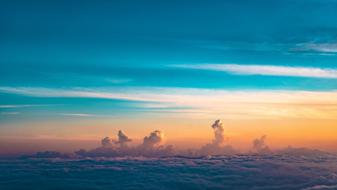 Обои облако, атмосфера, послесвечение, природный ландшафт, солнечный свет в разрешении 1366x768