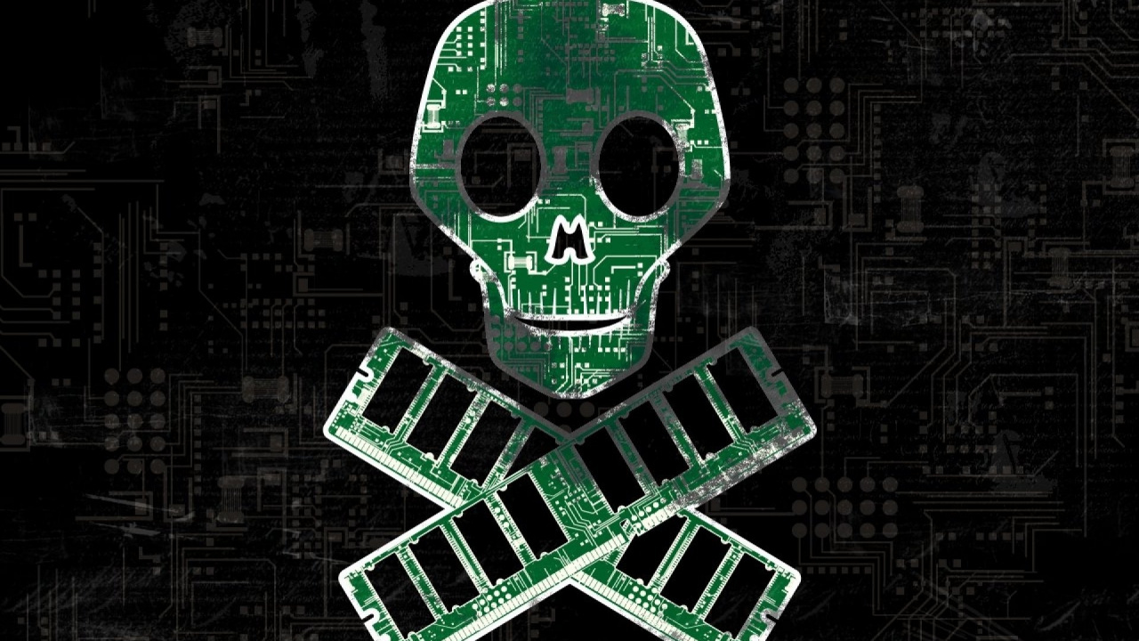 Обои зеленый, череп, дизайн, узор, кость в разрешении 1280x720