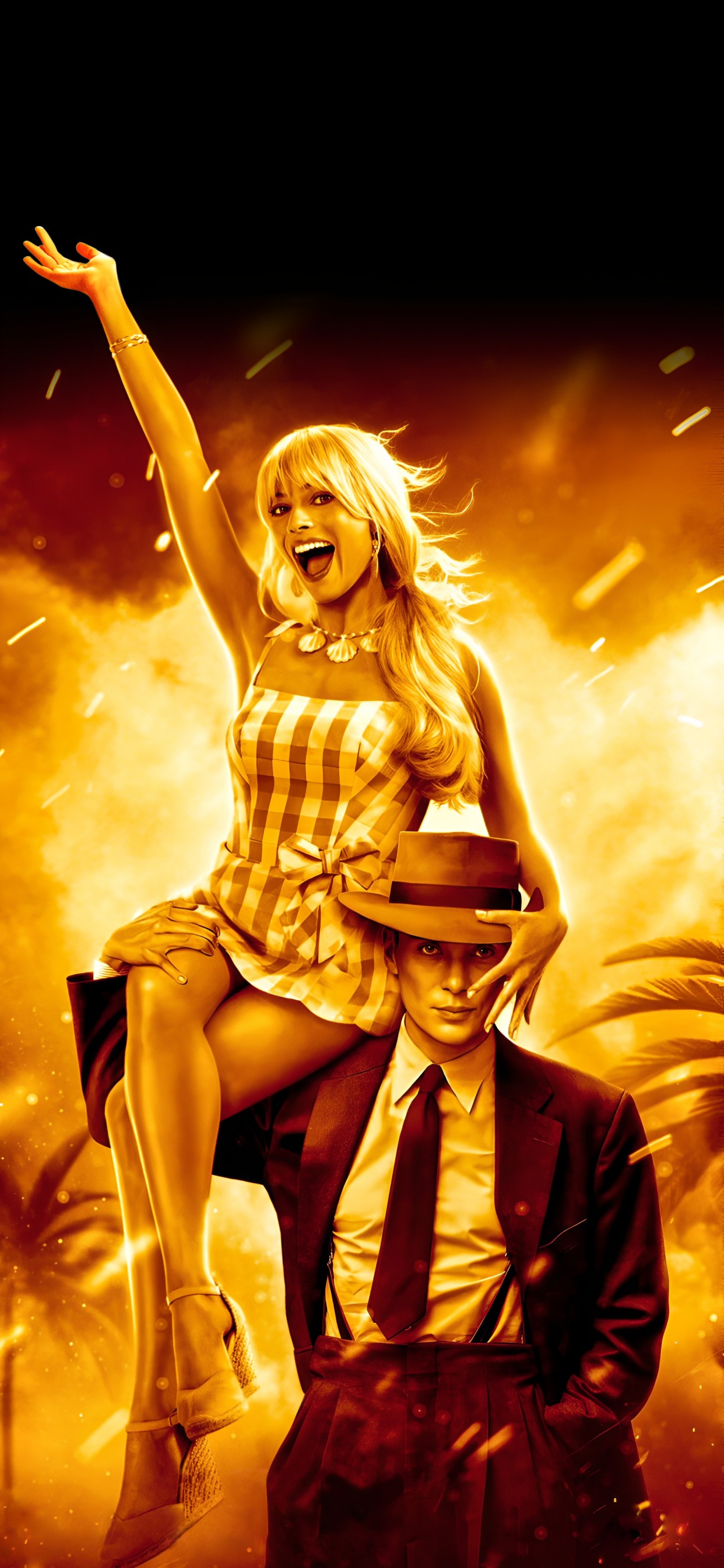 Обои мем барбенхаймера, Марго Робби, Барби, Оппенгеймер, Барбенхаймер в разрешении 1242x2688