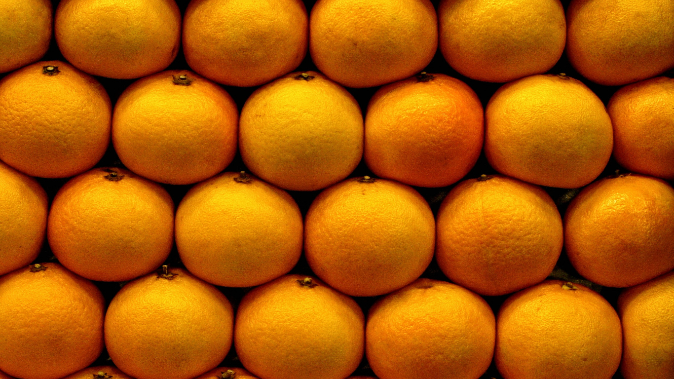 Обои мандарин, фрукты, природные продукты, Апельсин, пища в разрешении 1366x768