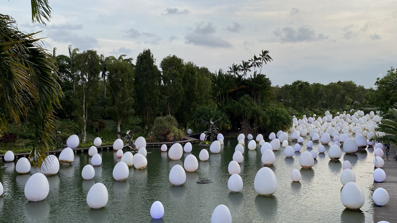 Обои Сингапур, отражение, гидроресурсы, туризм, вода в разрешении 1366x768