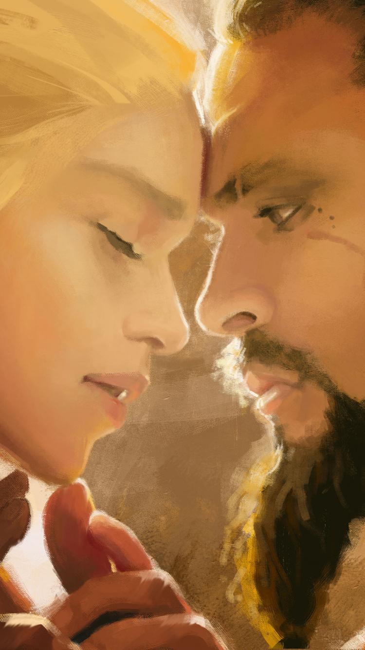 Обои вымышленный персонаж, дейенерис таргариен, портрет, визуальное искусство, живопись в разрешении 750x1334