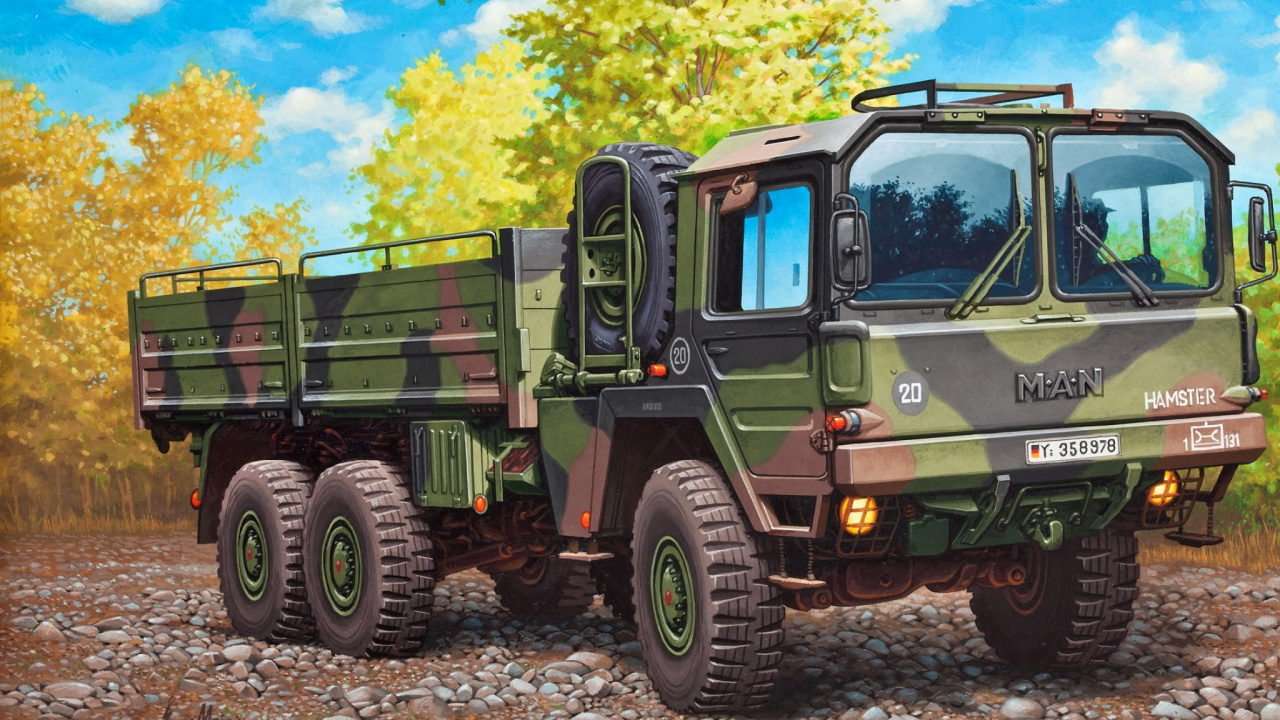 Обои ревелл, построение модели, транспорт, Офф-роуд, дерево в разрешении 1280x720